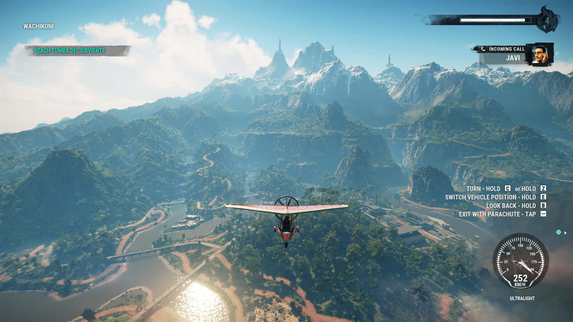 A Screenshot Of A Plane Flying Over Mountains
