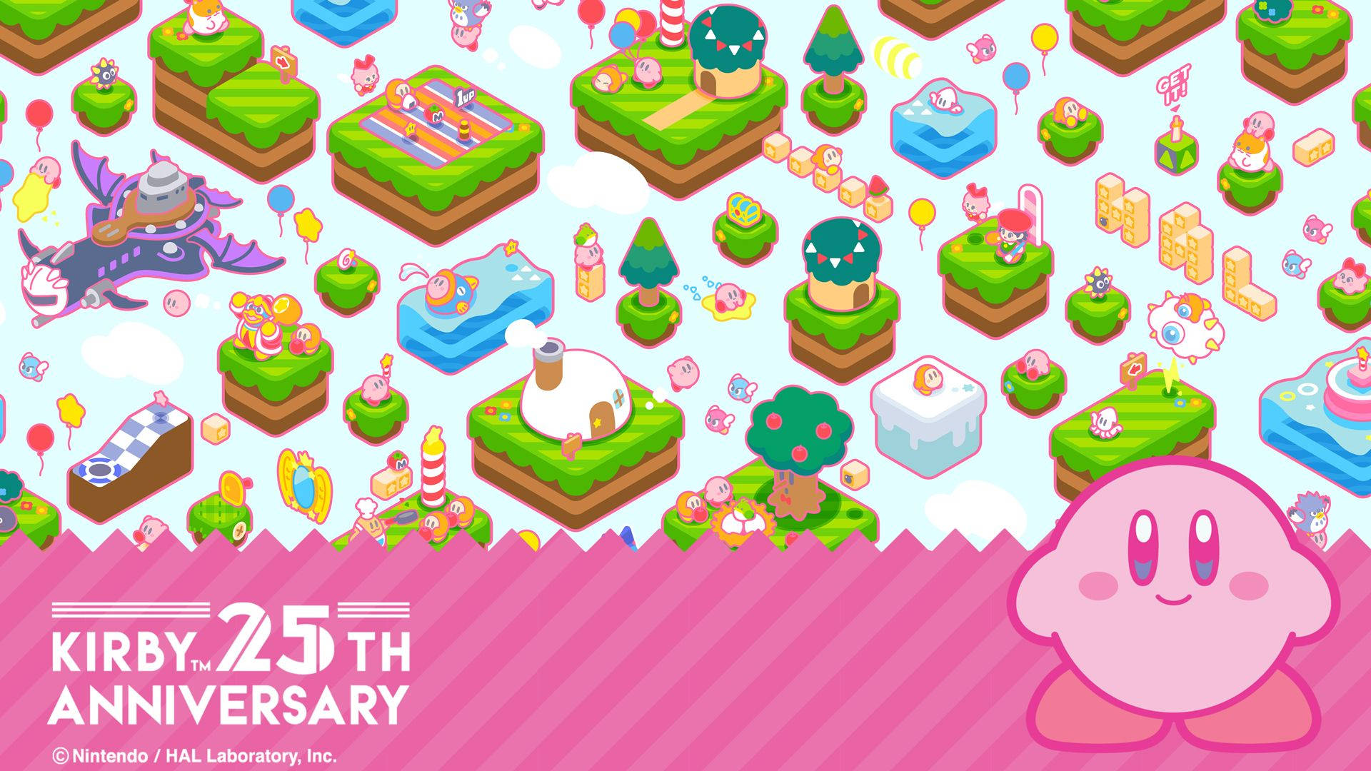 Beautiful HD wallpaper of the popular Nintendo video game, Kirby.