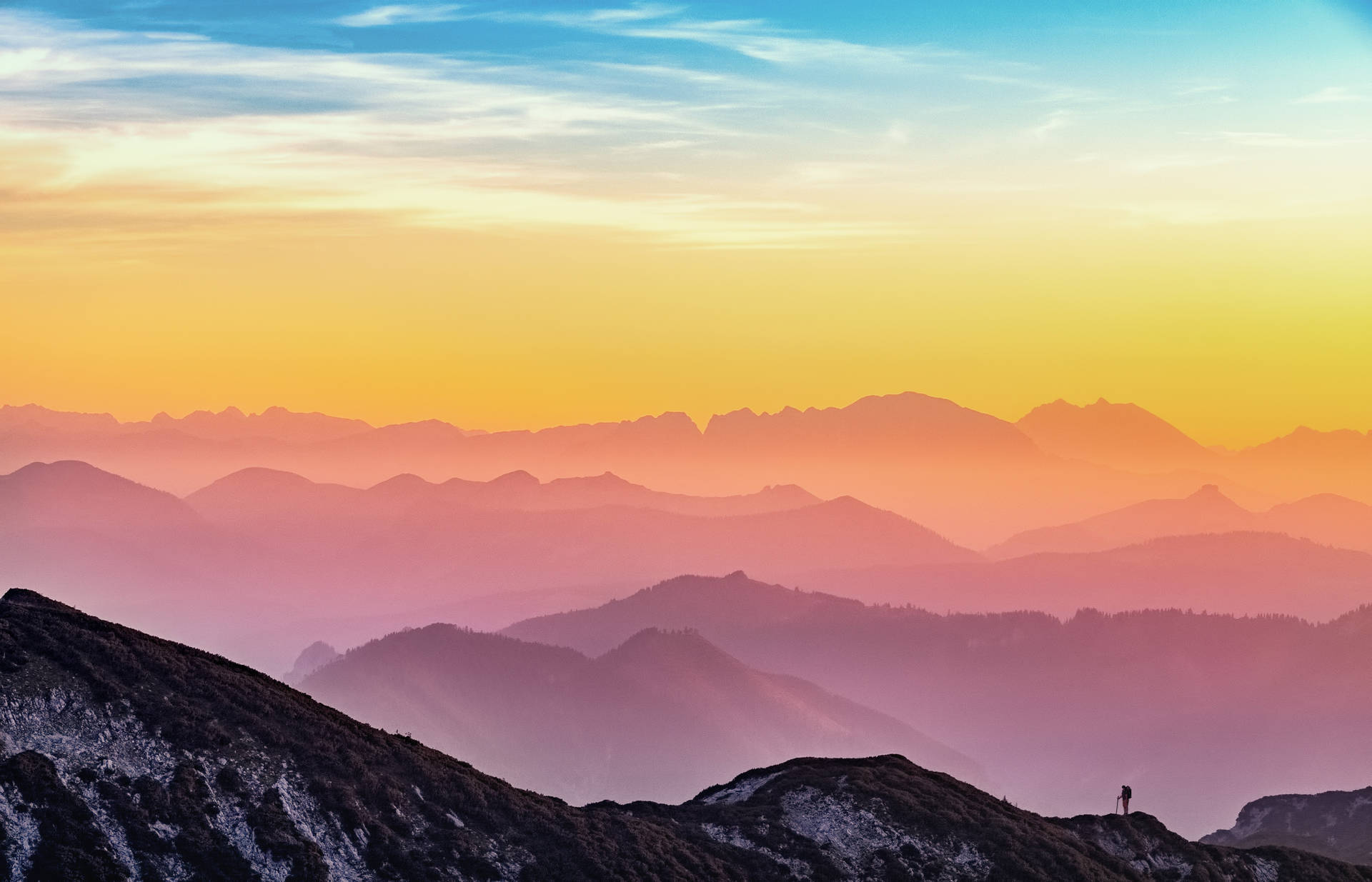 HD Landscape Desktop Mountain Range Silhouette Wallpaper