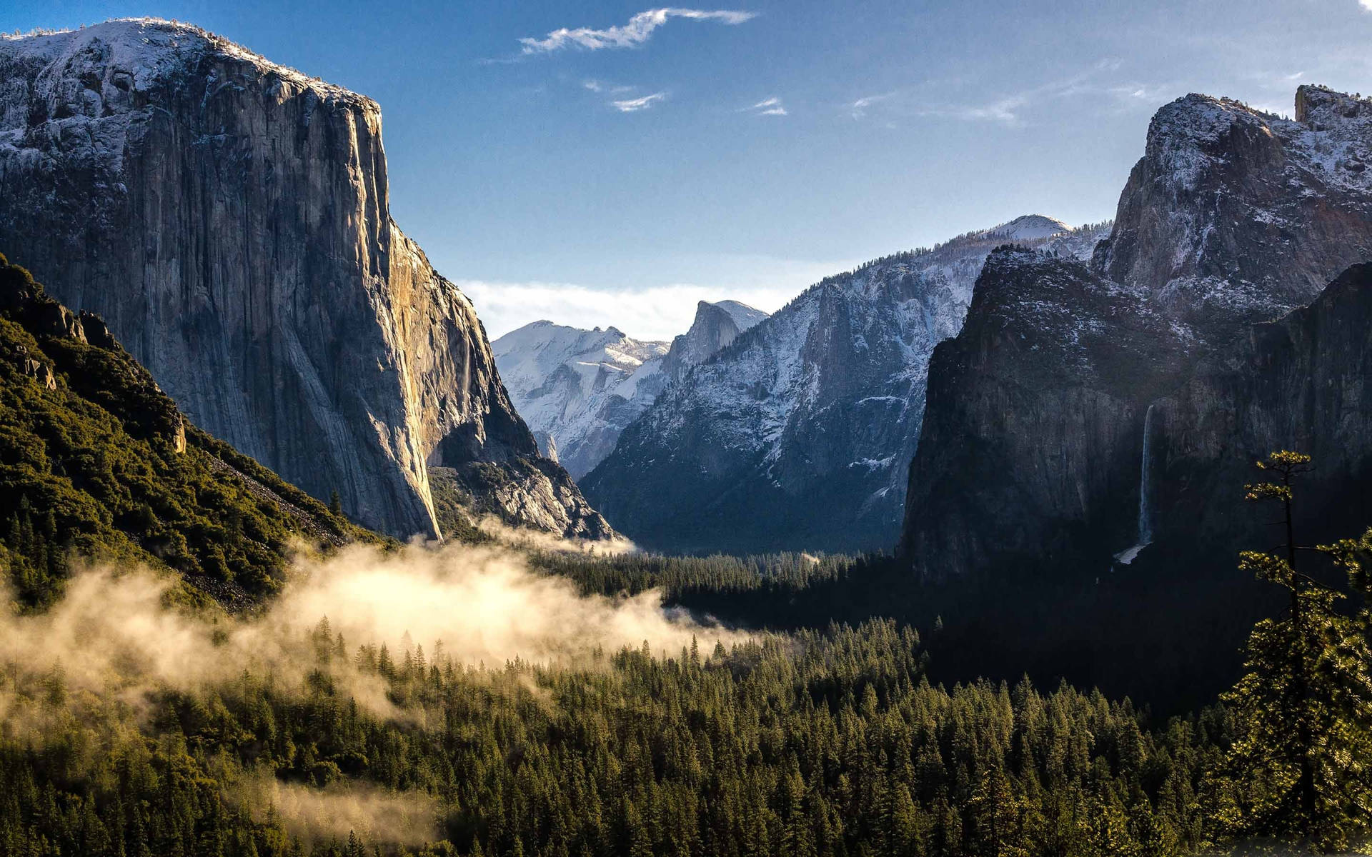 Yosemite Valley Snowy White Peaks Reflected by MacBook Wallpaper