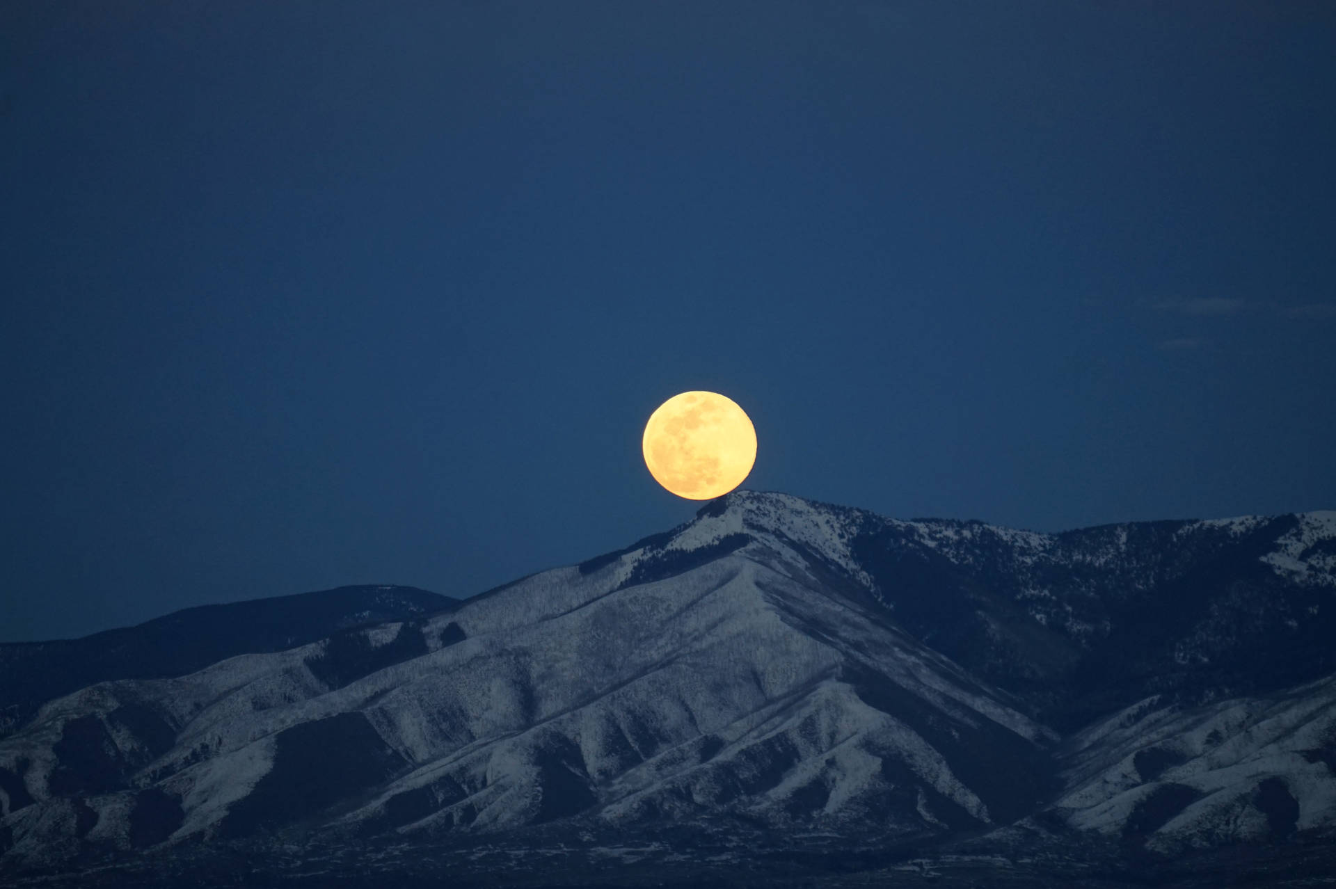 Hd Moon Above Snowy Mountains Wallpaper