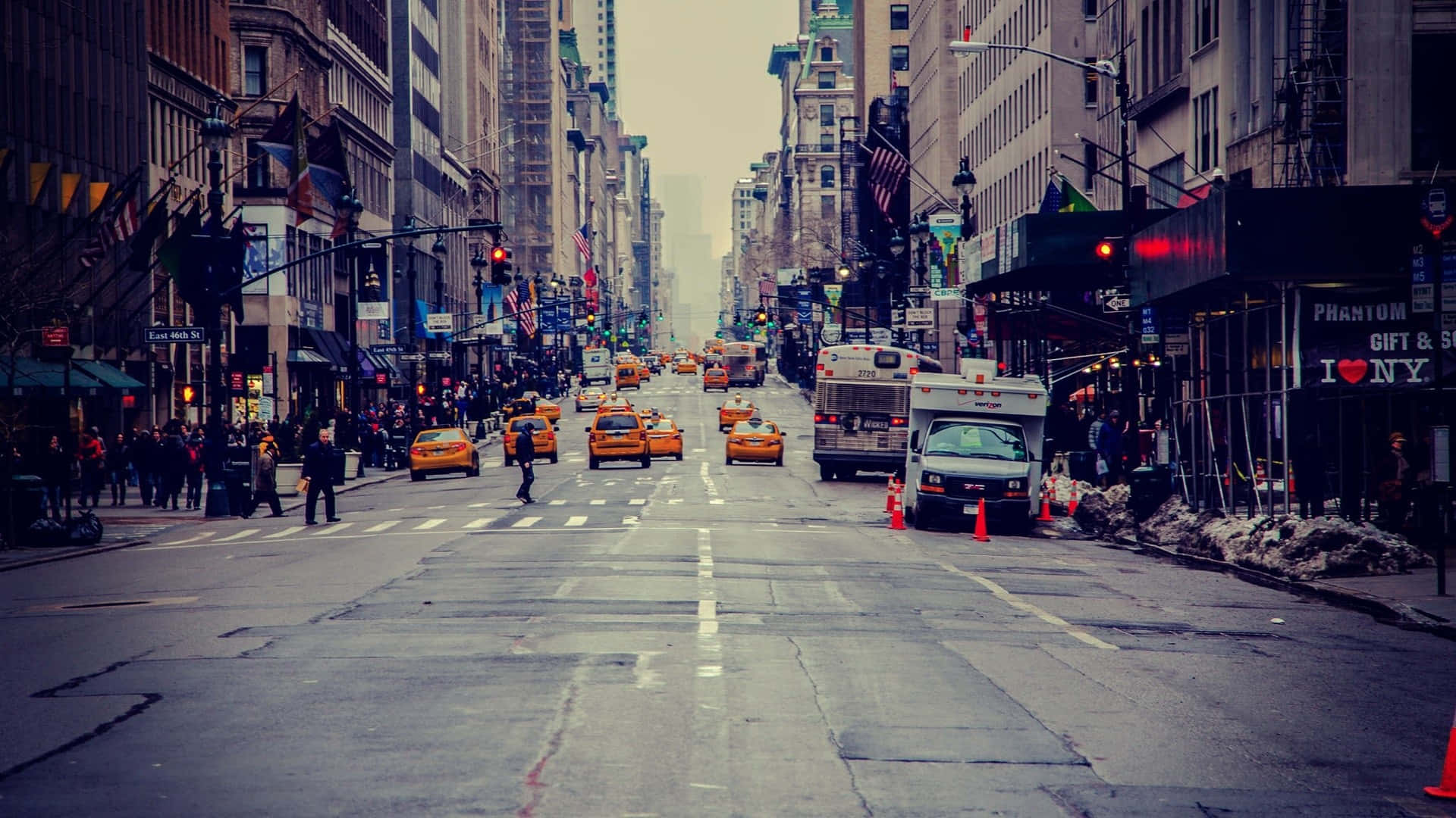 Yellow Taxis Hd New York Background