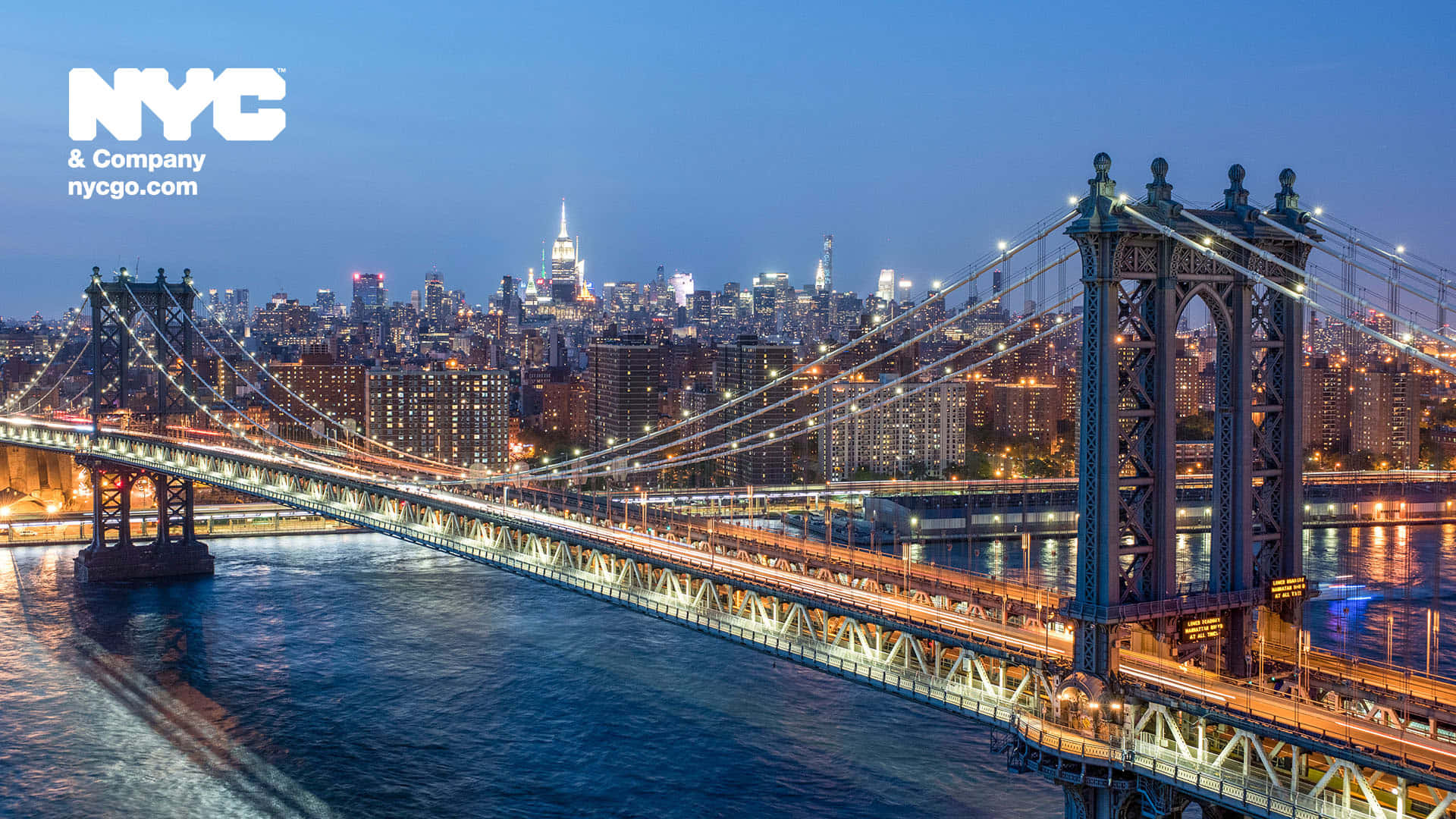 Fundode Tela Hd Da Ponte De Manhattan Em Nova York.