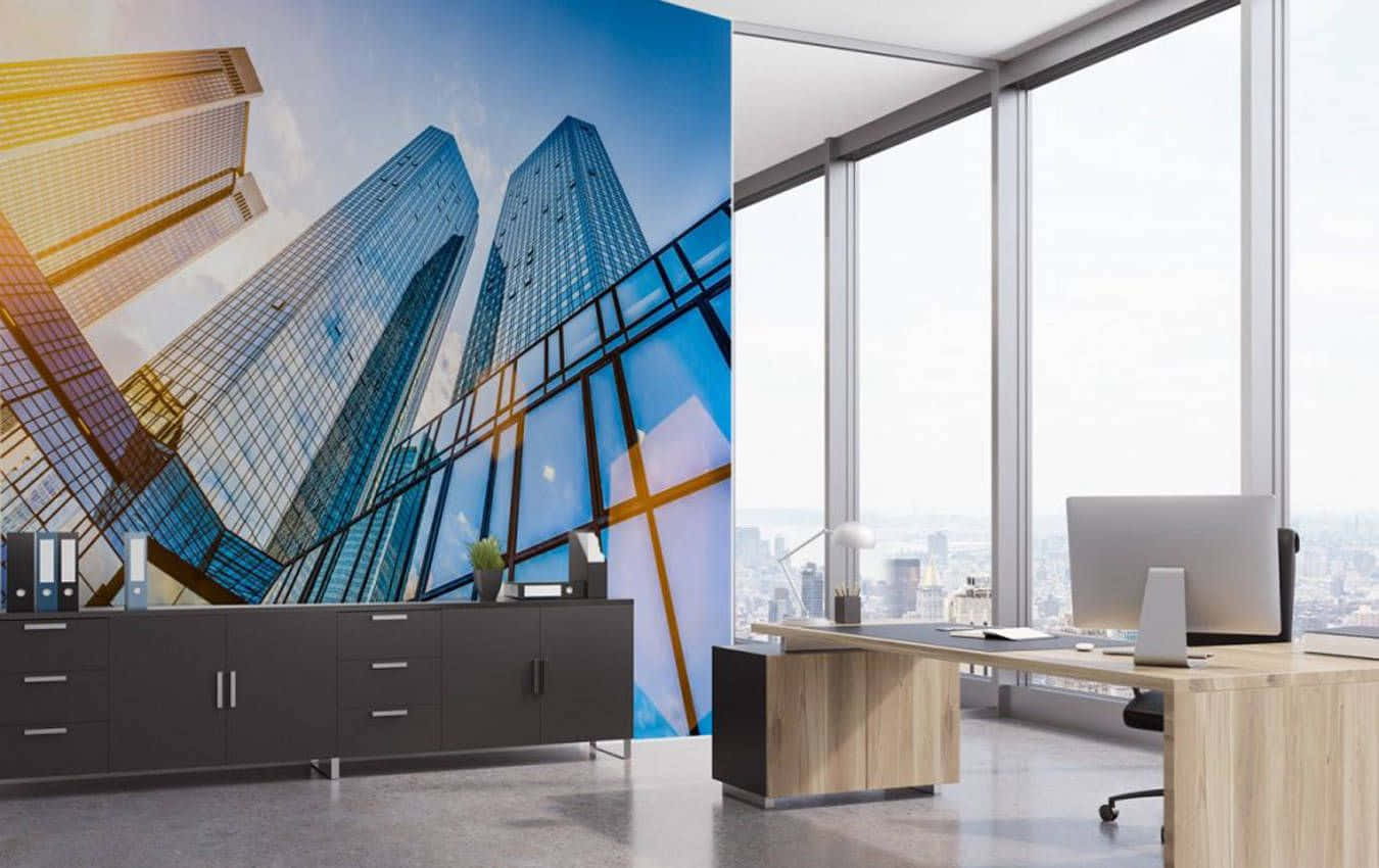 HD Office Background With A Building Poster