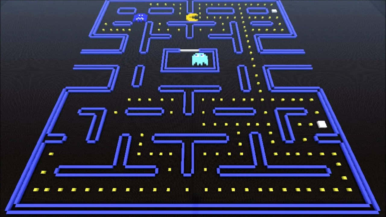 Pac-man Game On A Black Screen Wallpaper