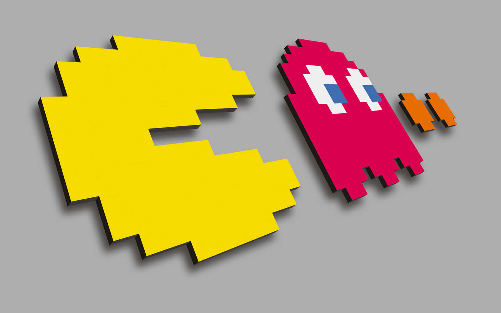Pac Man And Pac Man Pixel Art Wallpaper
