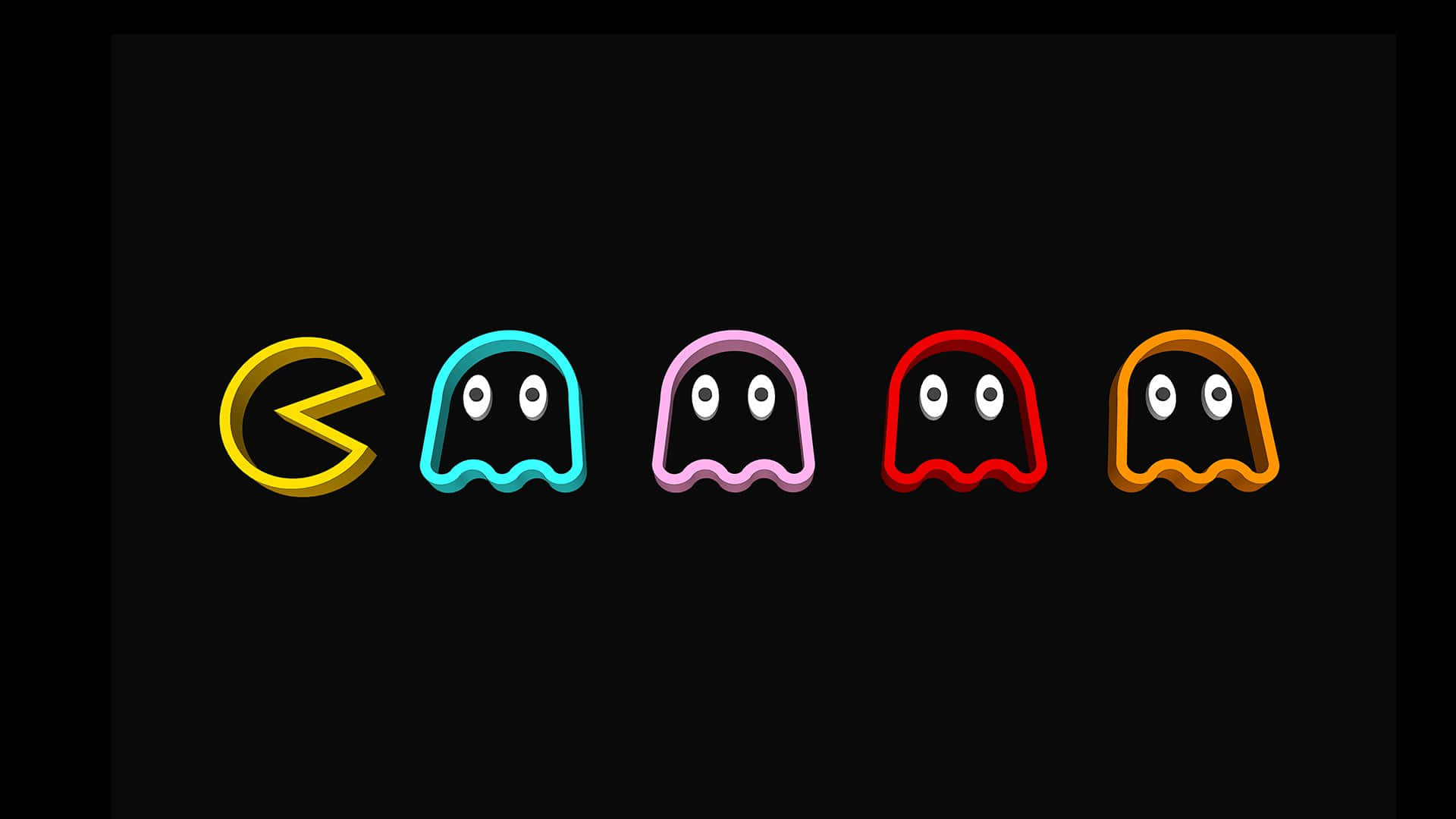 A Black Background With The Words Pac Man Wallpaper