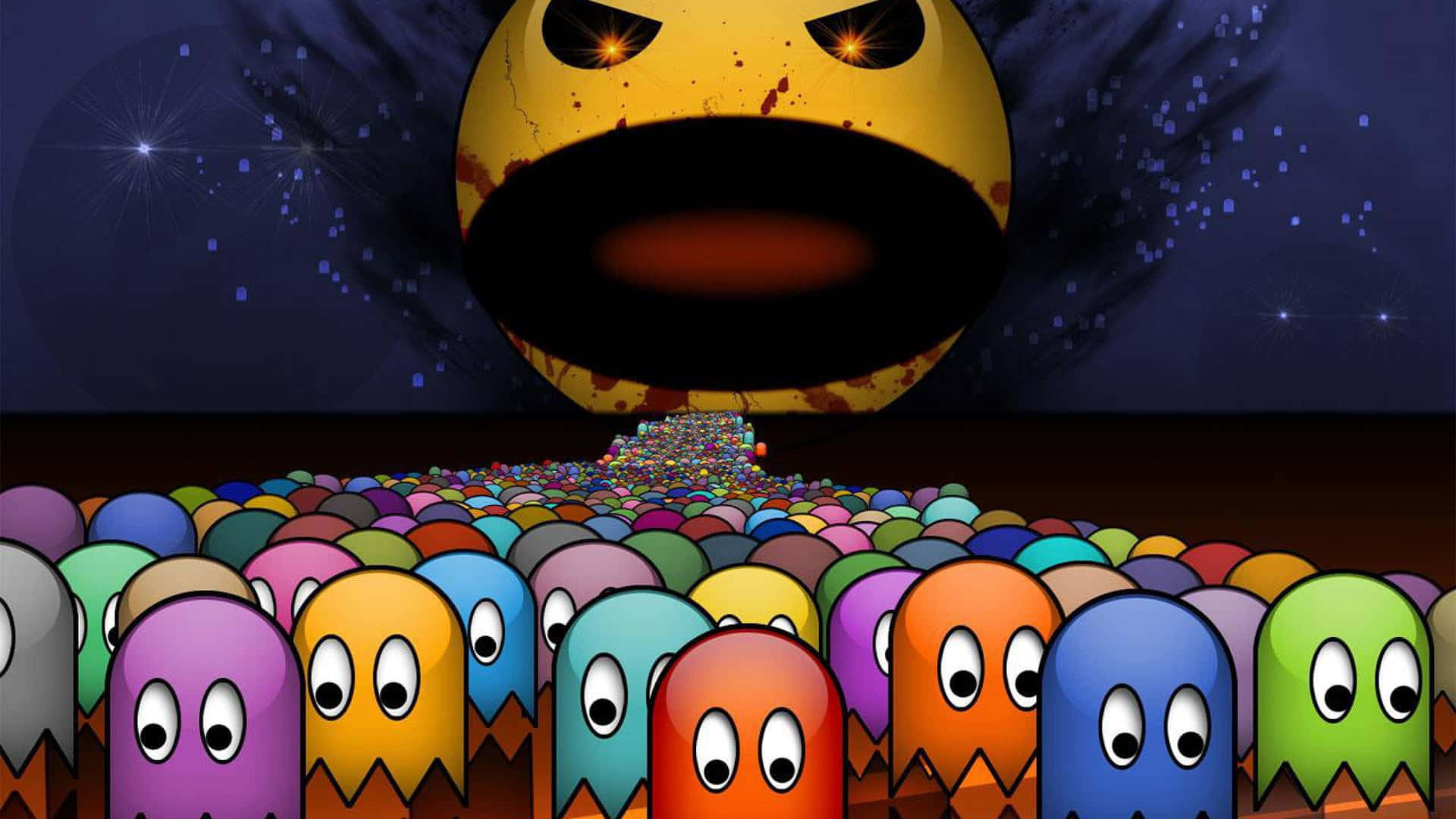 Brightly colored HD Pacman Wallpaper