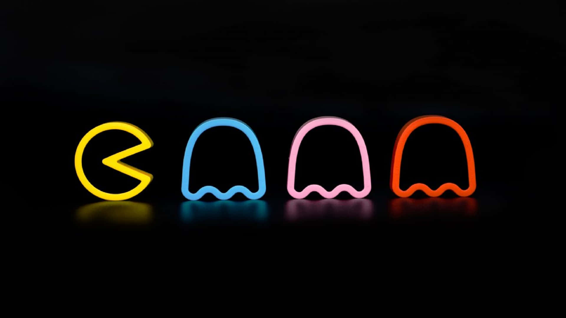 Neon-spøgelser - Pacman - Neon-skilt Wallpaper