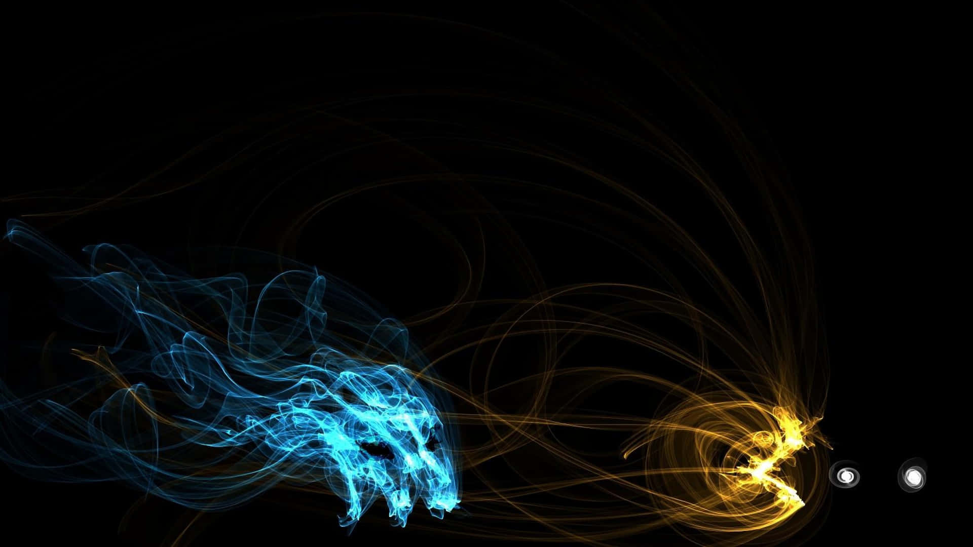 A Blue And Yellow Smoke Pattern On A Black Background Wallpaper