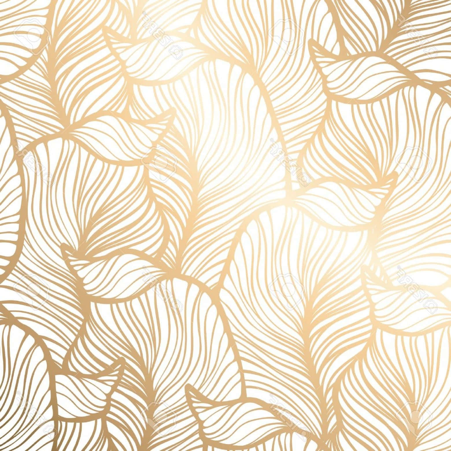 HD Pattern White Gold Leaves Wallpaper
