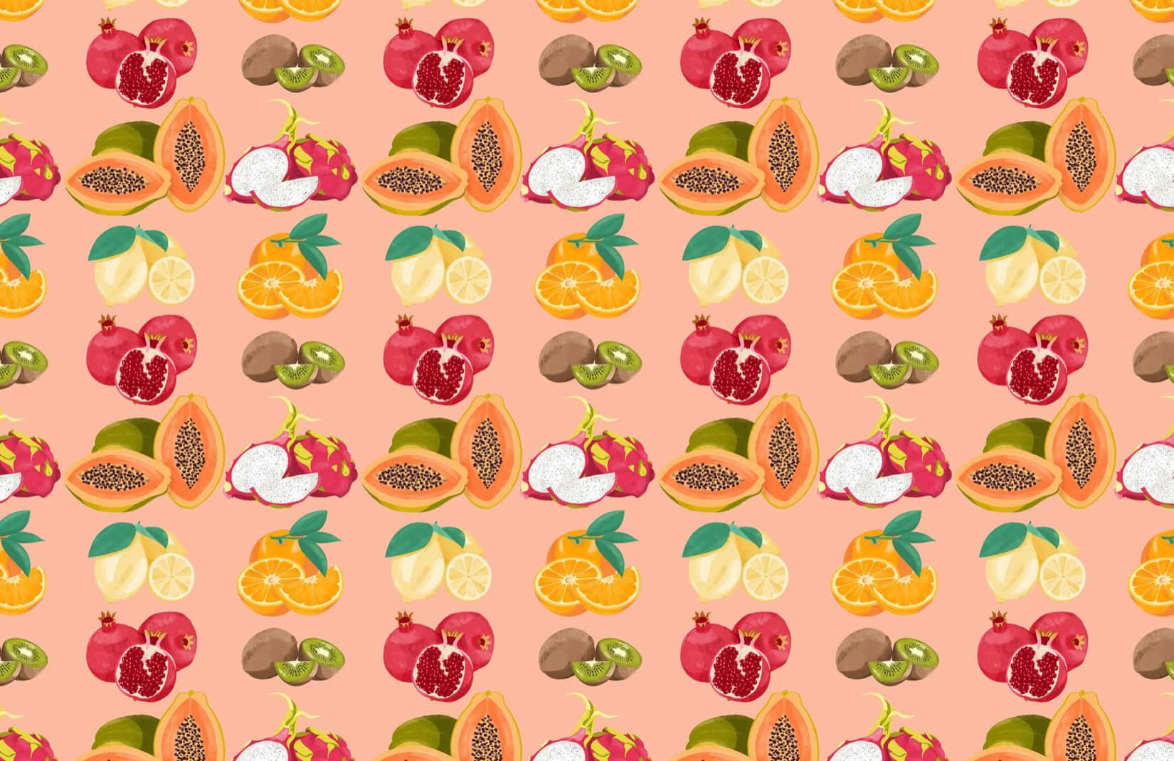 HD Pattern Whole Sliced Fruits Wallpaper