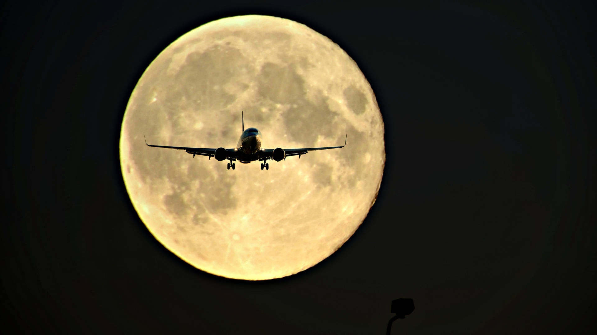 Hd Plane Flying Full Moon