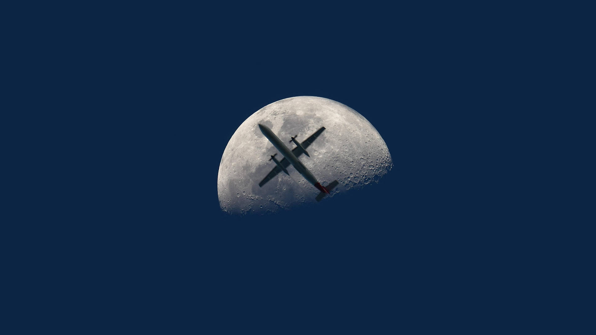 Hd Plane Over Moon