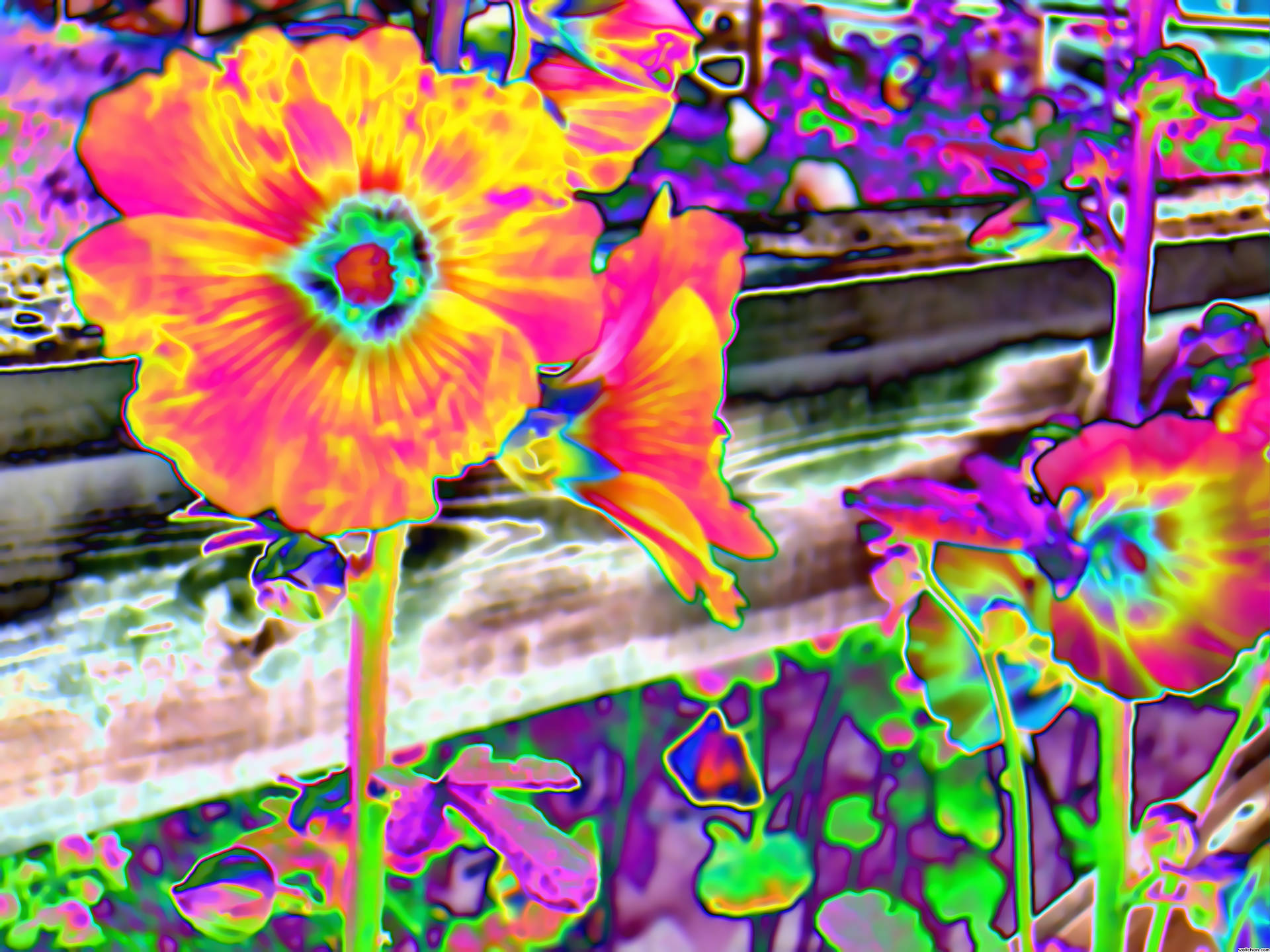 Hd Psychedelic Flower Shop Photo Wallpaper
