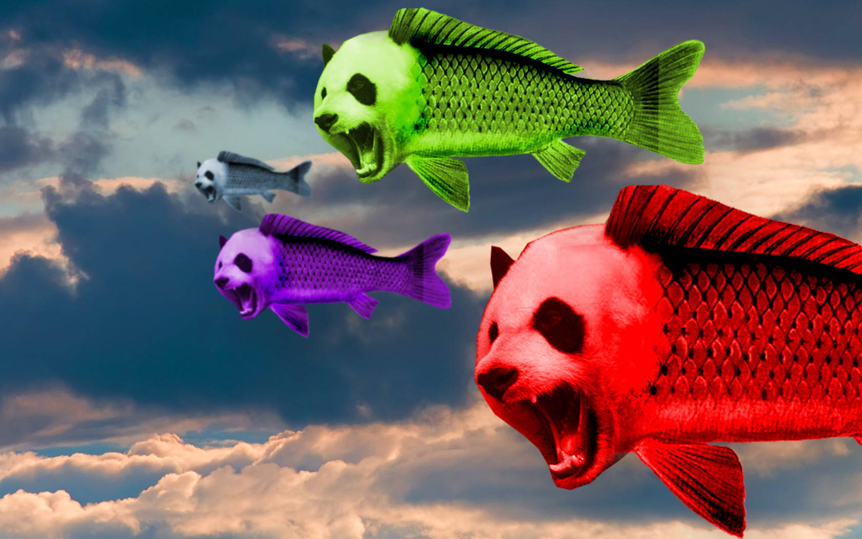 Hdpsychodelischer Fliegender Pandafisch Wallpaper