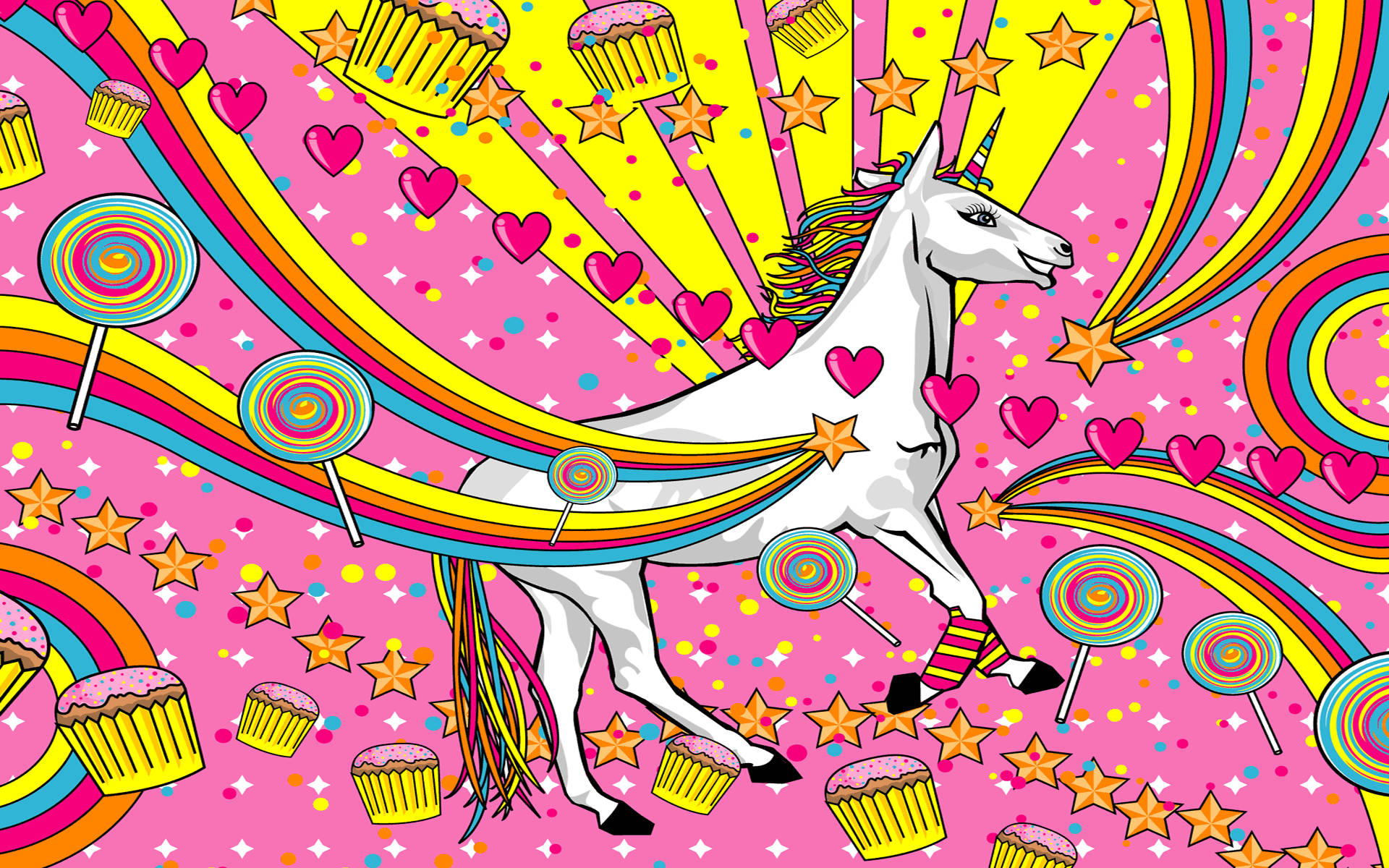 Hd Psychedelic Rainbow Unicorn Wallpaper