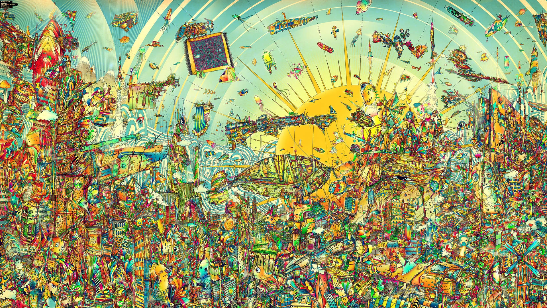 Hdpsychedelische Und Chaotische Stadt Wallpaper