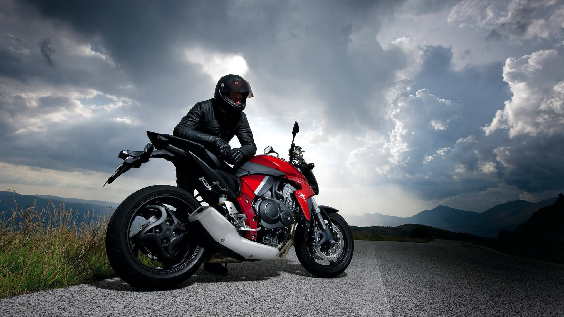 Hd Red Motorcycle Outdoors Wallpaper