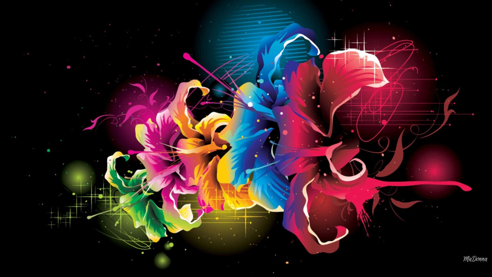 Colorful Abstract Art On A Black Background Wallpaper