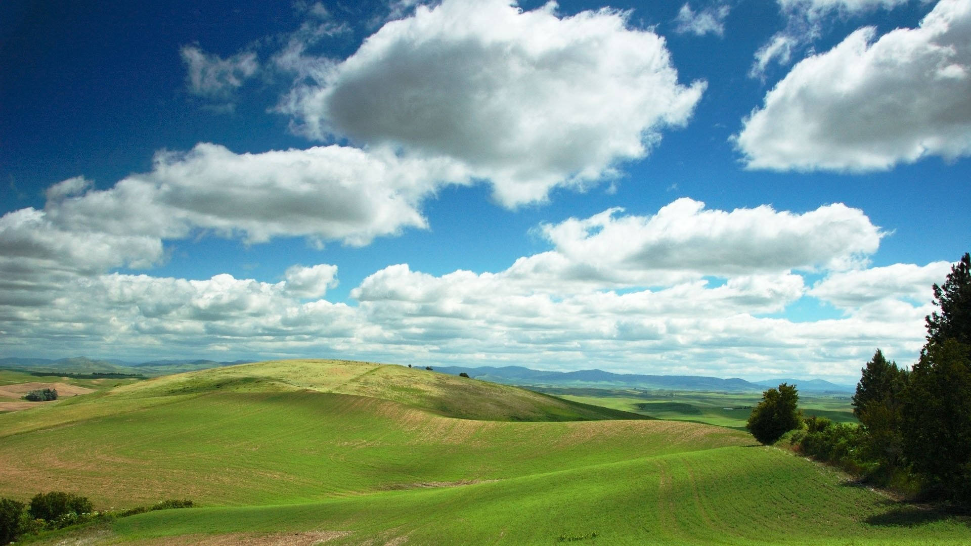 Hd Scenery Clouds Over Hills Wallpaper