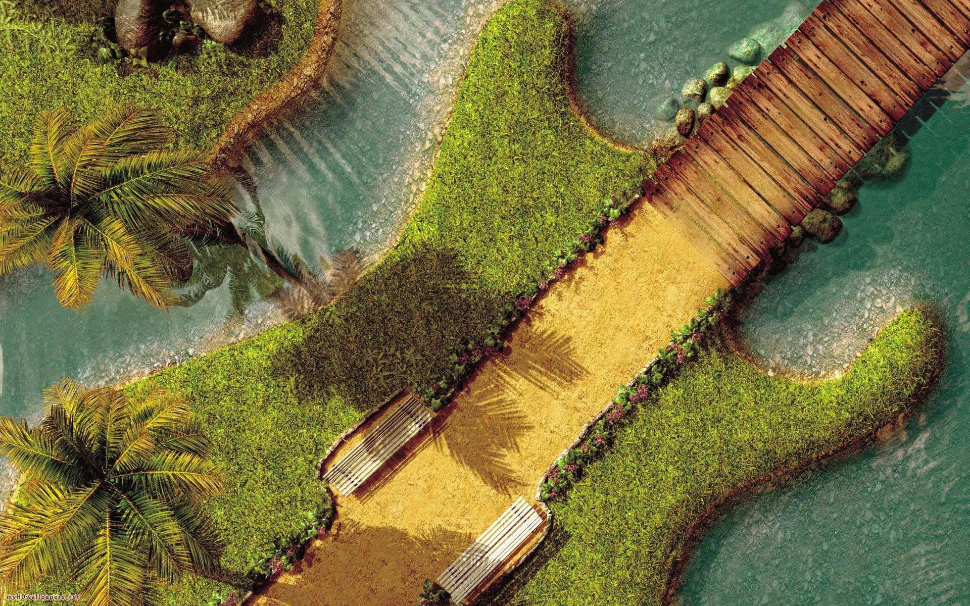 Hd Scenery Guitar Landscape Design Wallpaper