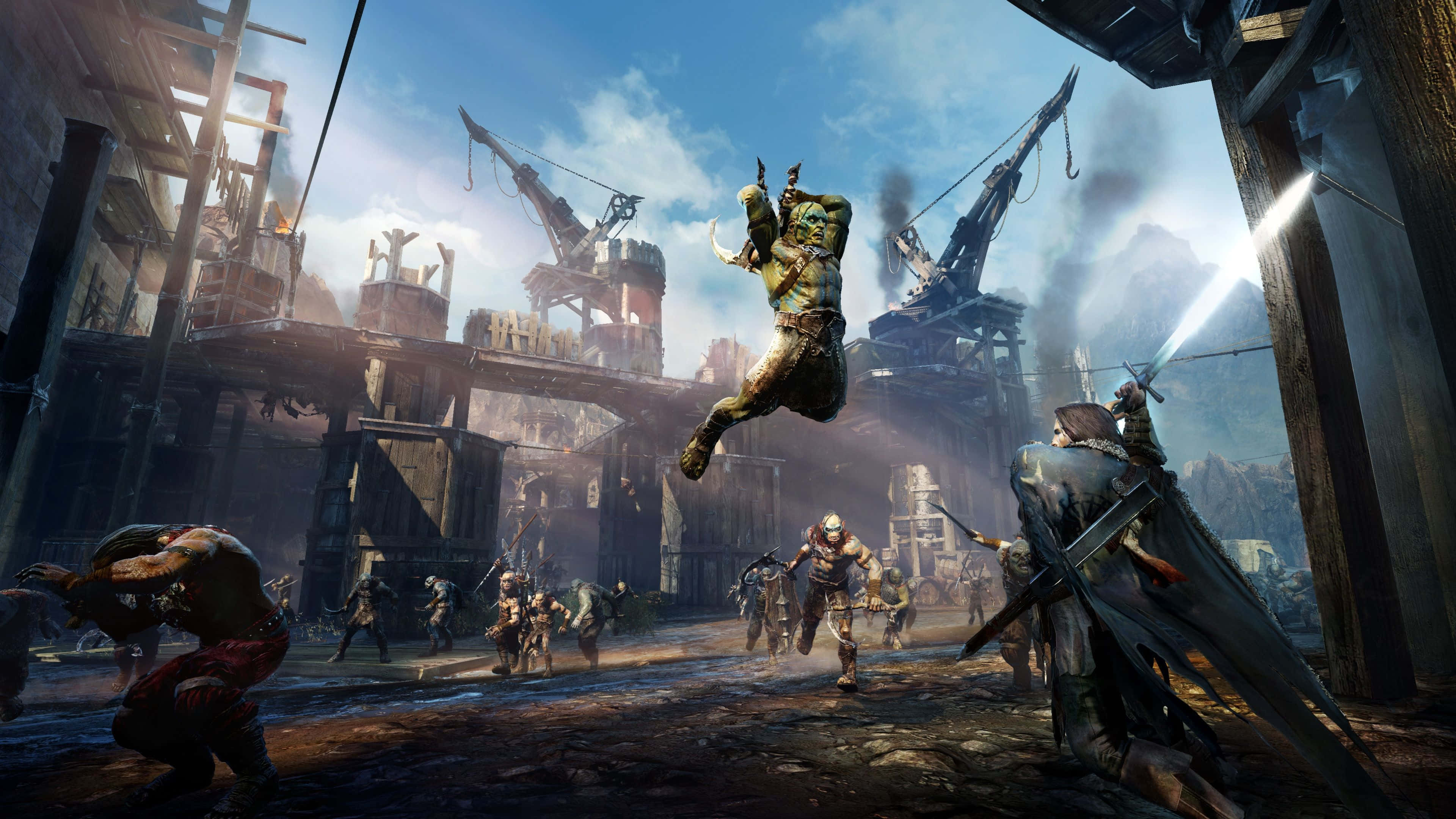 Hd Shadow Of Mordor Jump Orc Background