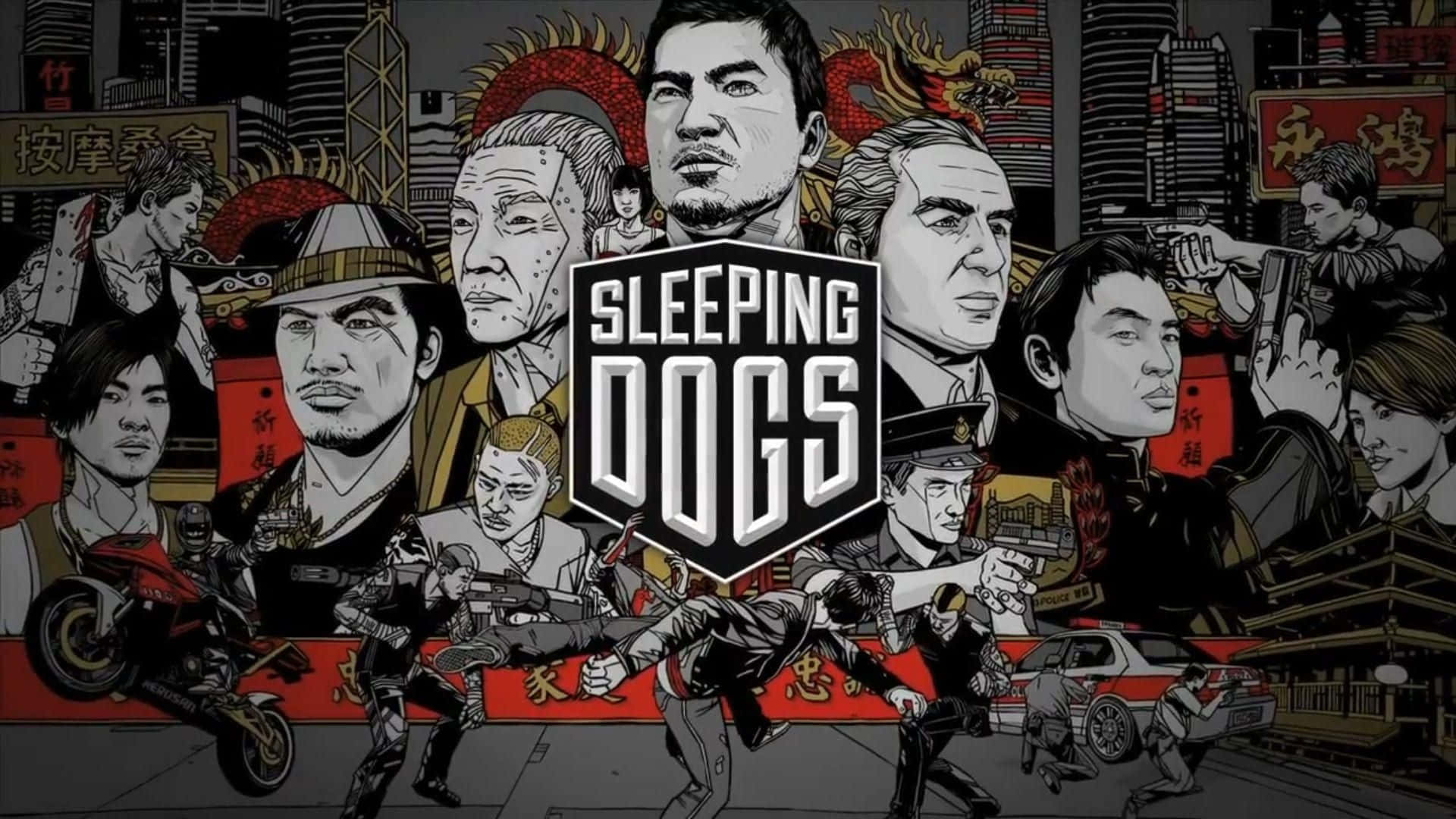 HD Sleeping Dogs Game Cartoon Poster Background