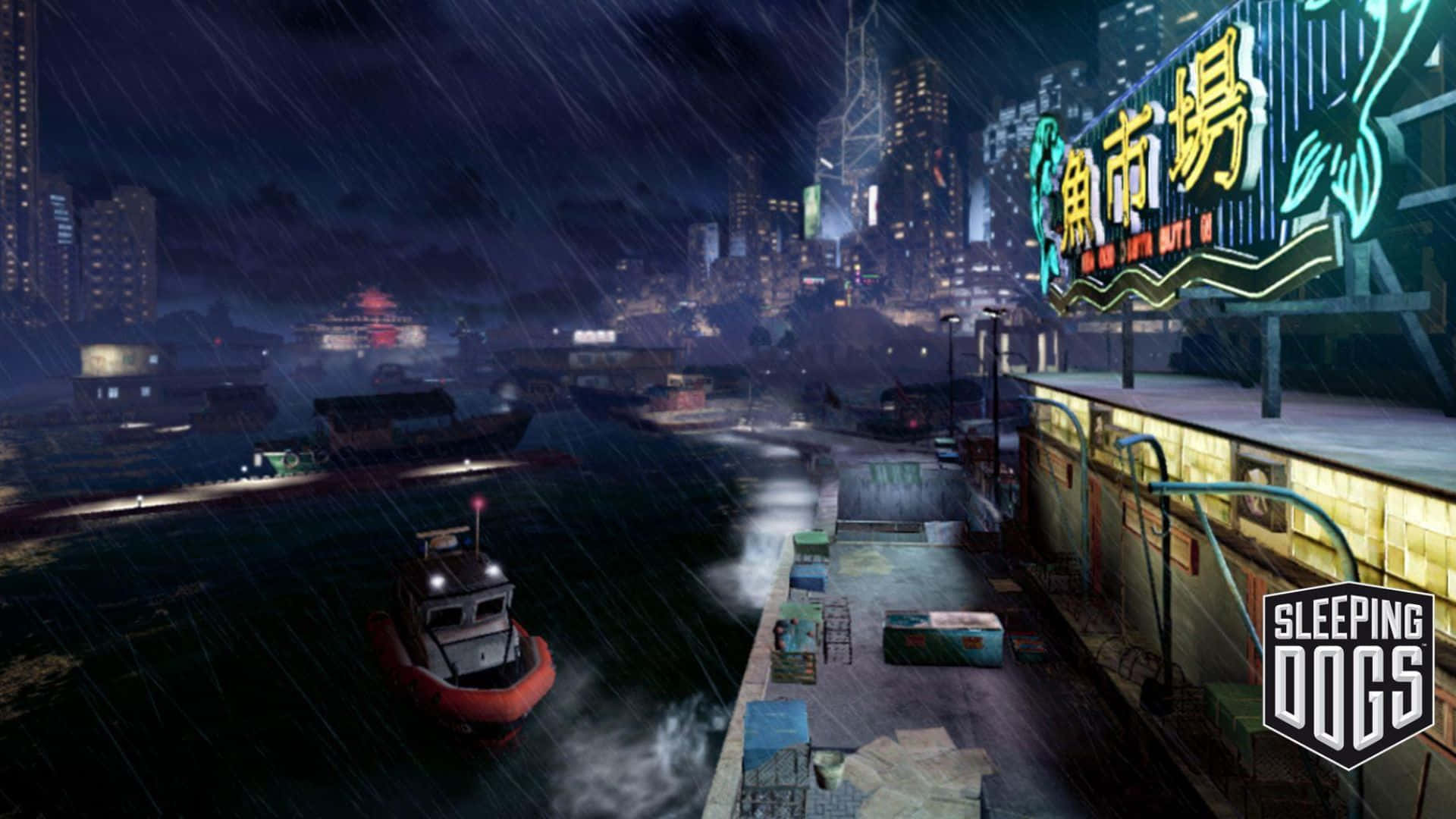 HD Sleeping Dogs Hong Kong Harbour Scene Background