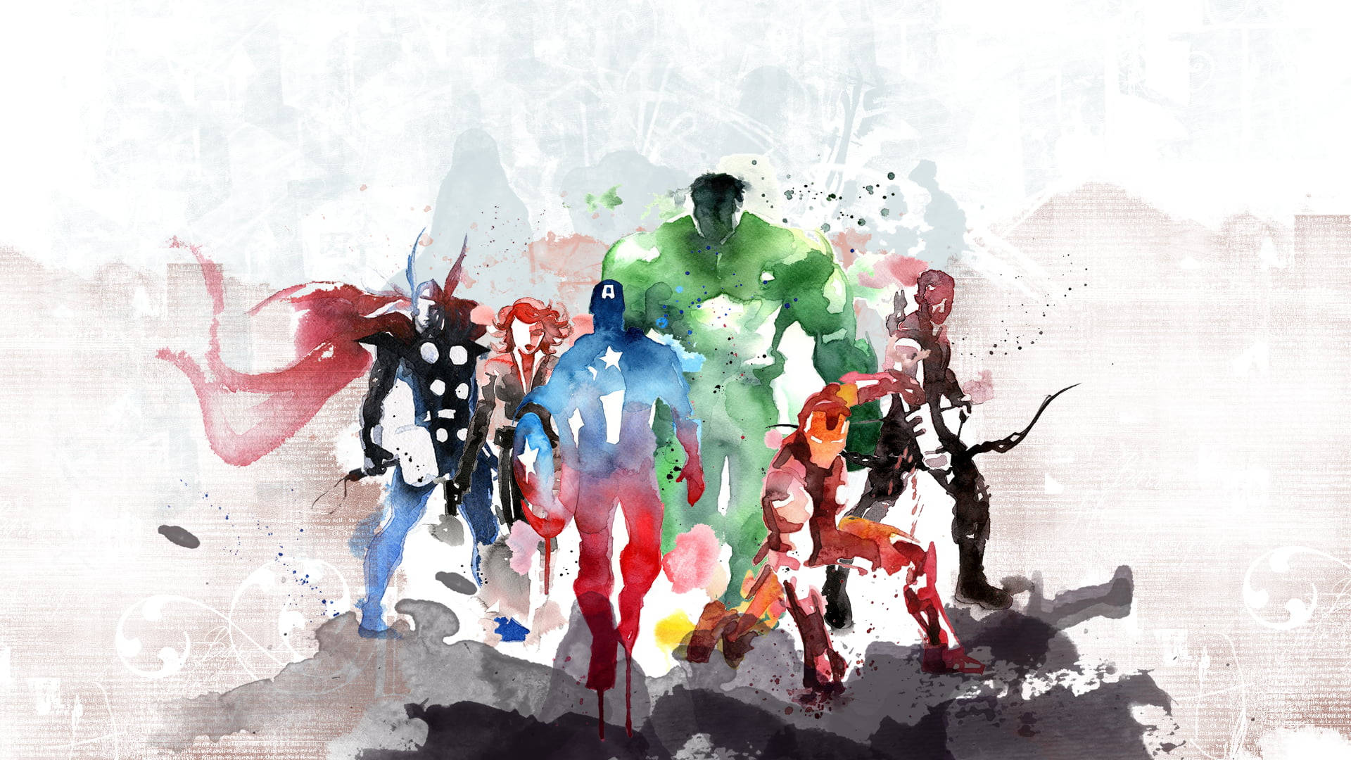 Hd Superhero Avengers Watercolor Art Wallpaper