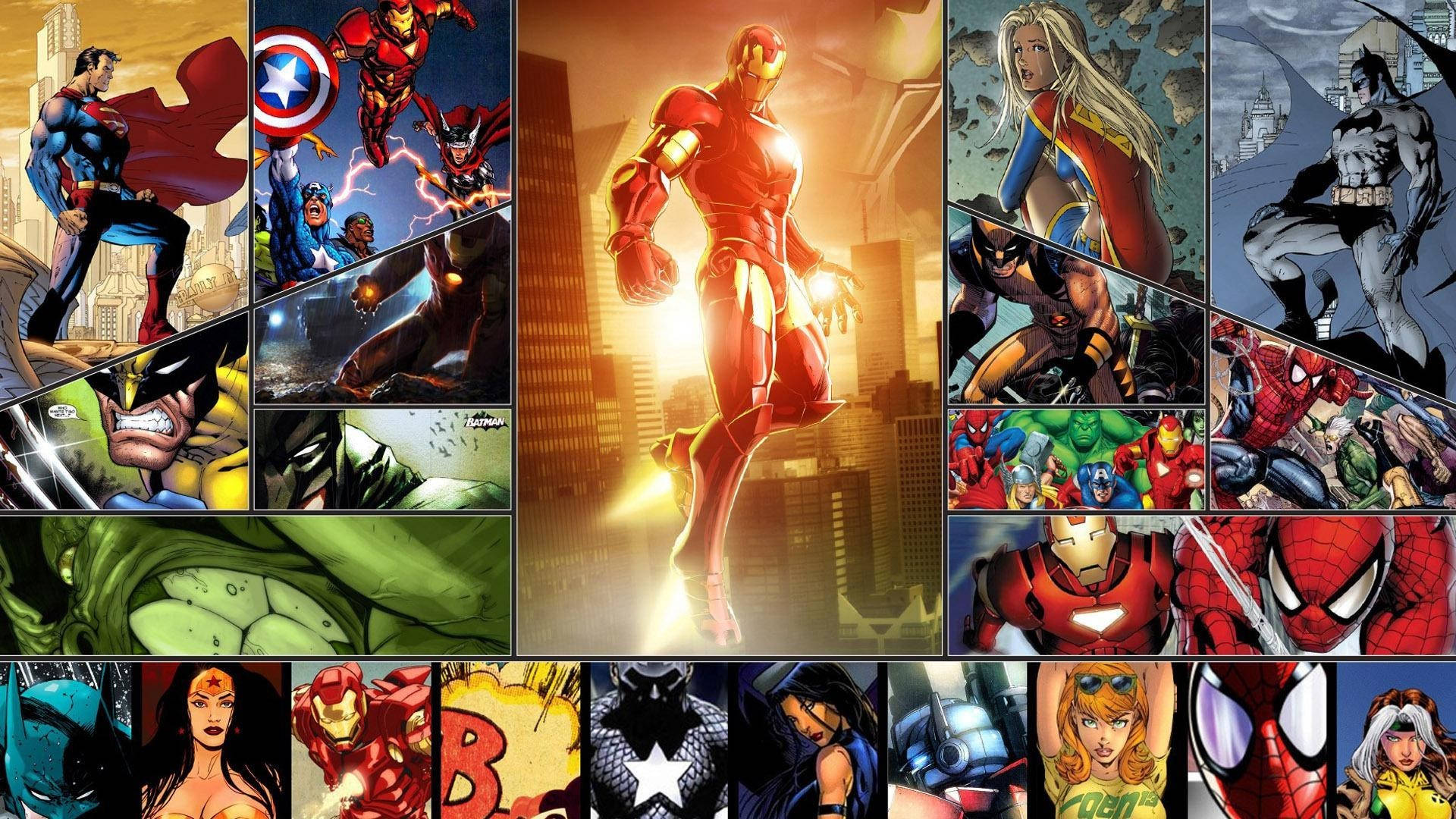 Hd Superhero Collage Wallpaper