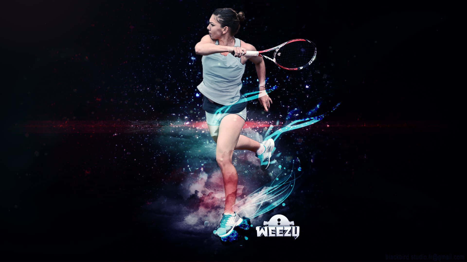 HD Ruslands Tennis Spiller Simona Halep Digital Kunst Baggrund.