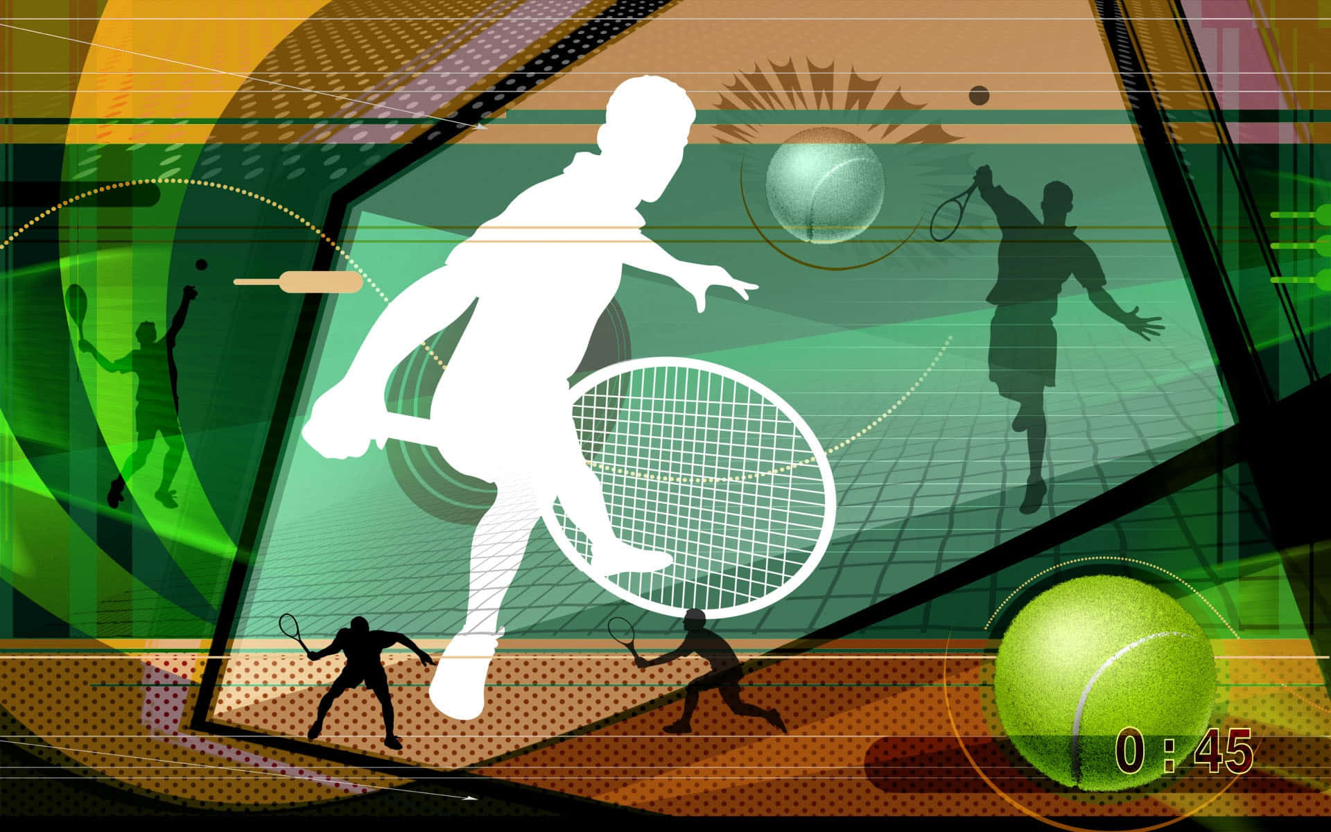 HD Green Aesthetic Tennis Vector Art Background