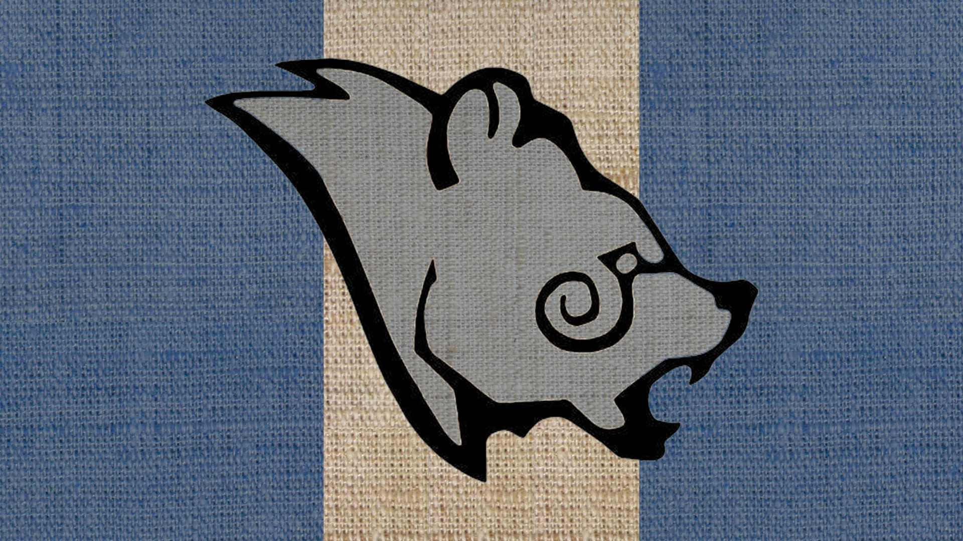 A Bear Head On A Blue And White Striped Background