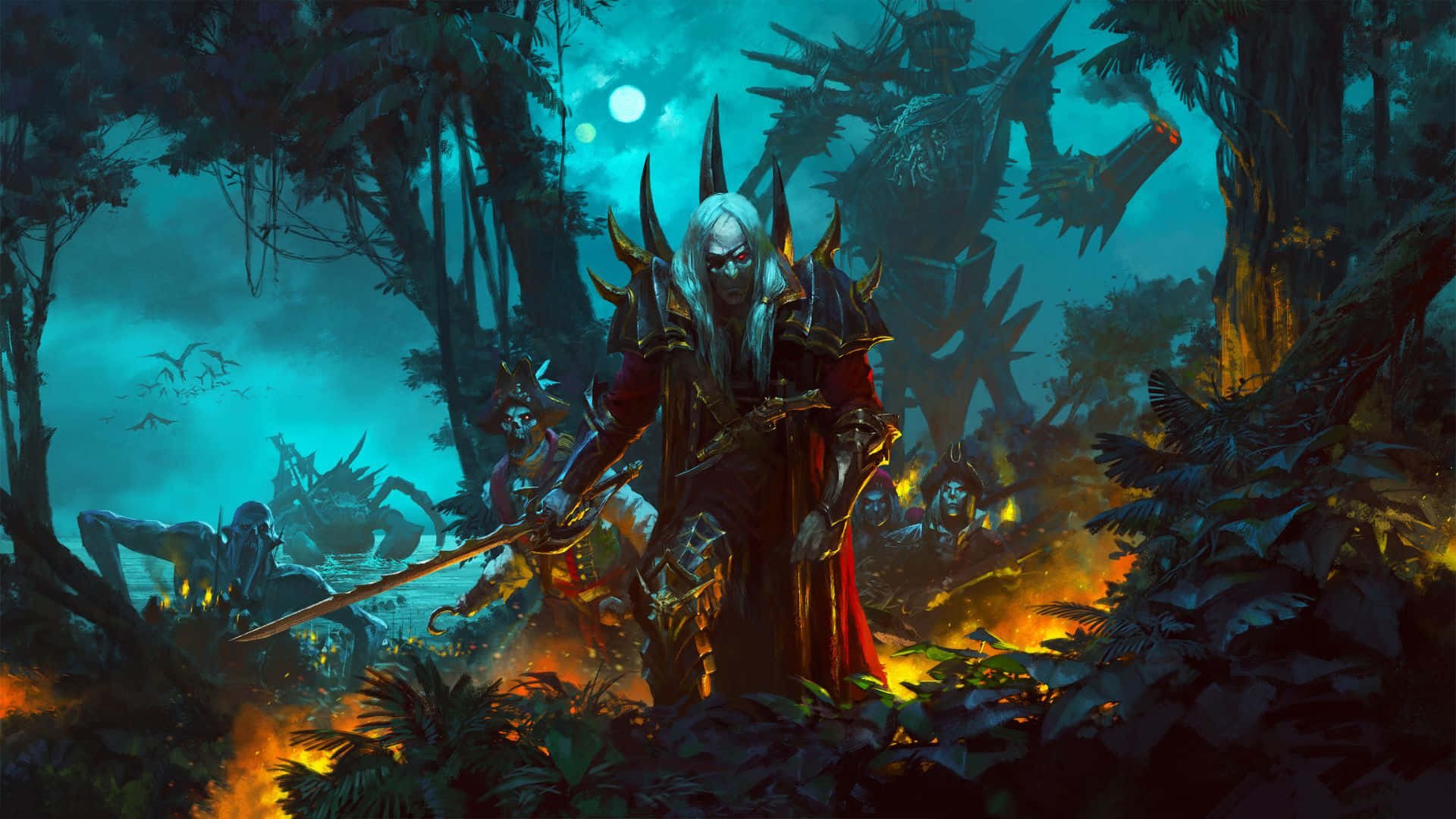 A Man In A Dark Forest With A Sword
