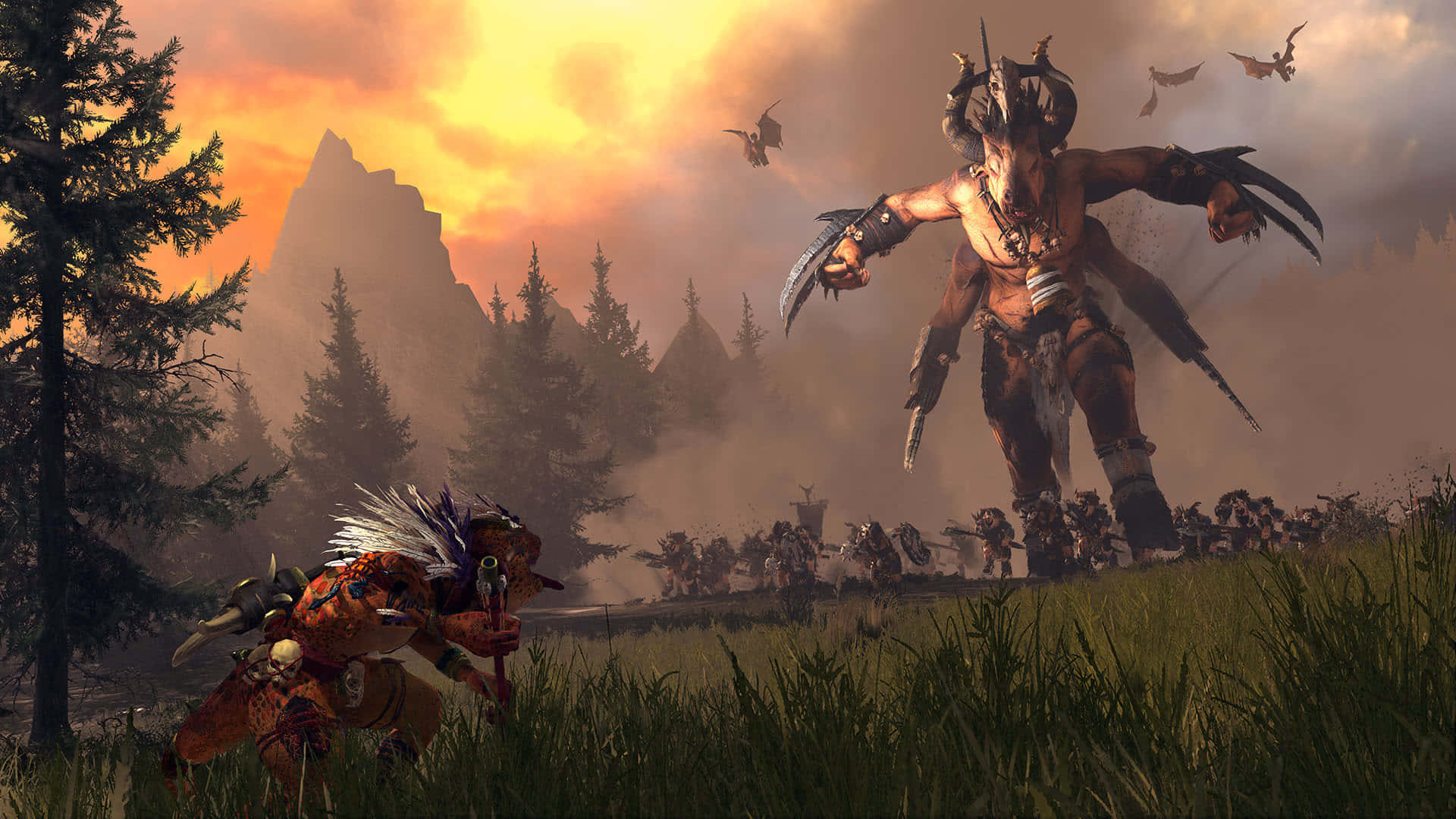 A Screenshot Of A Game With A Large Monster In The Background