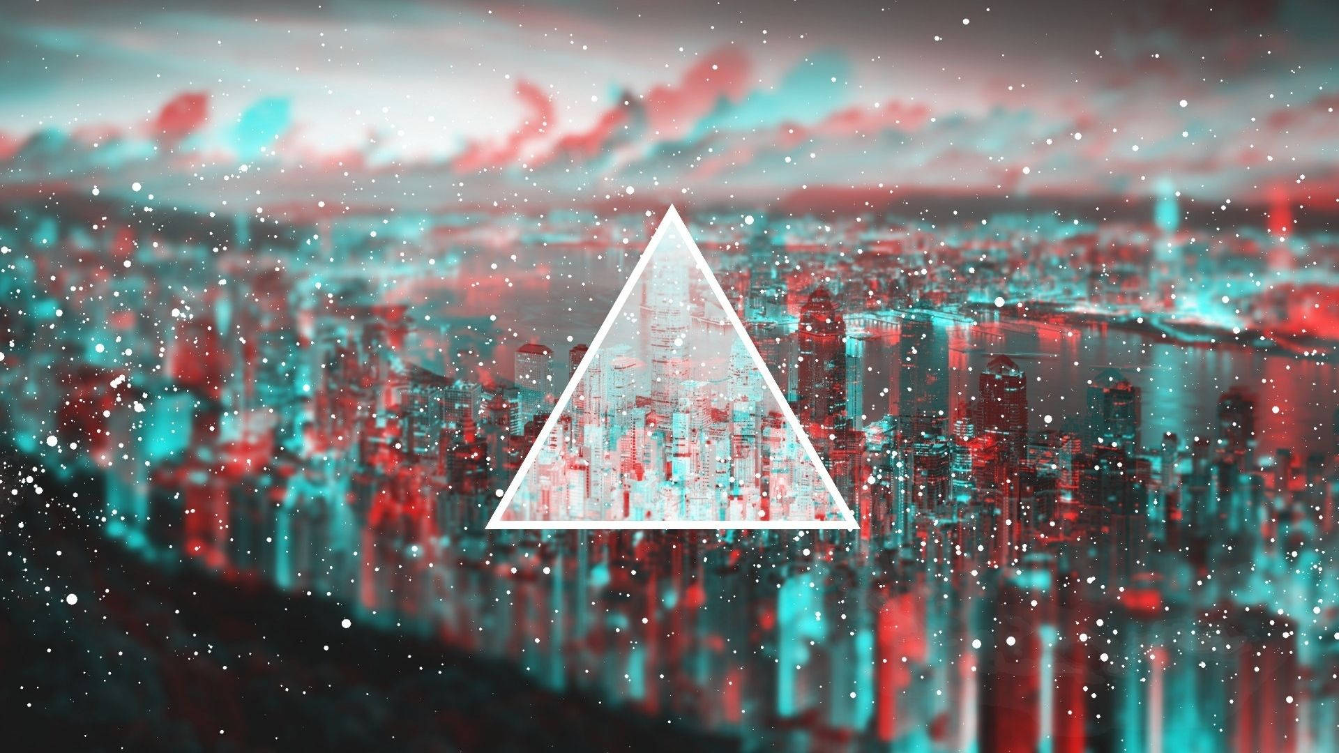Abstract Artwork with HD Triangle and Glitch Elements Wallpaper
