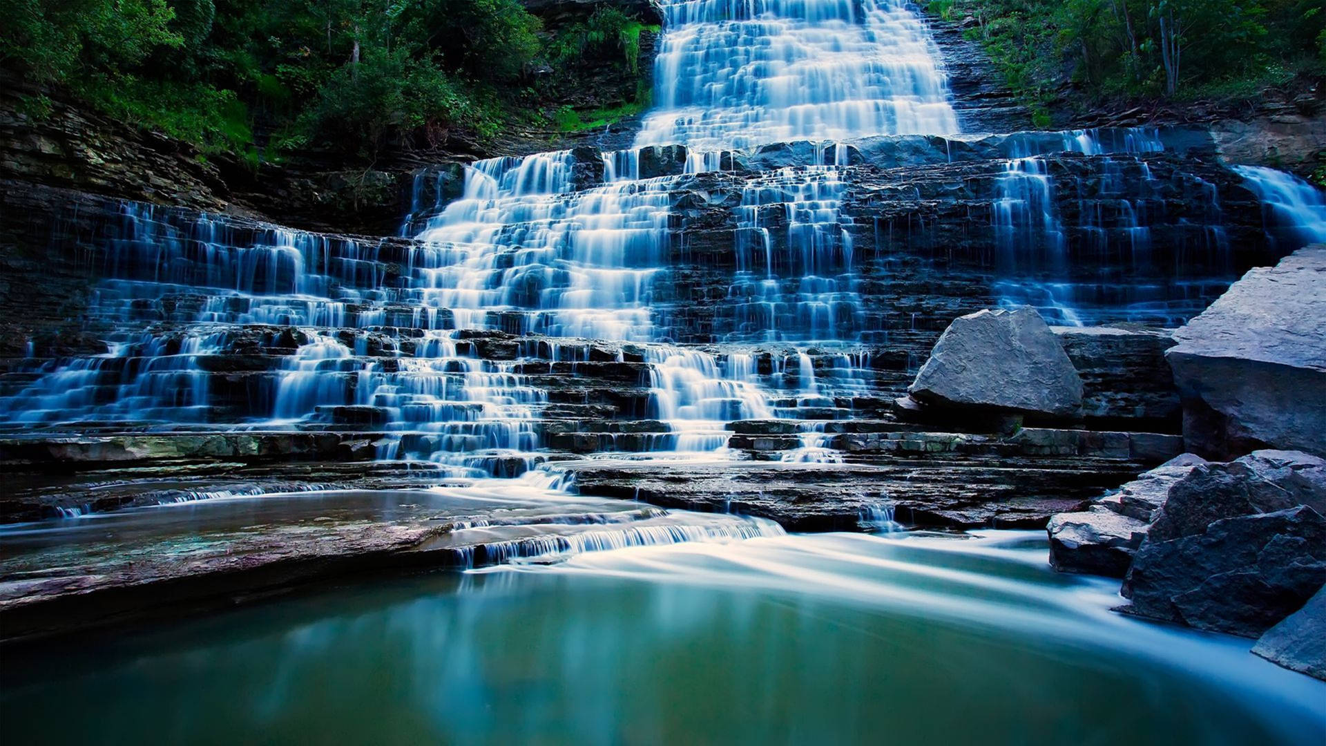 Hd Waterfall Of Picturesque Albion Falls Background