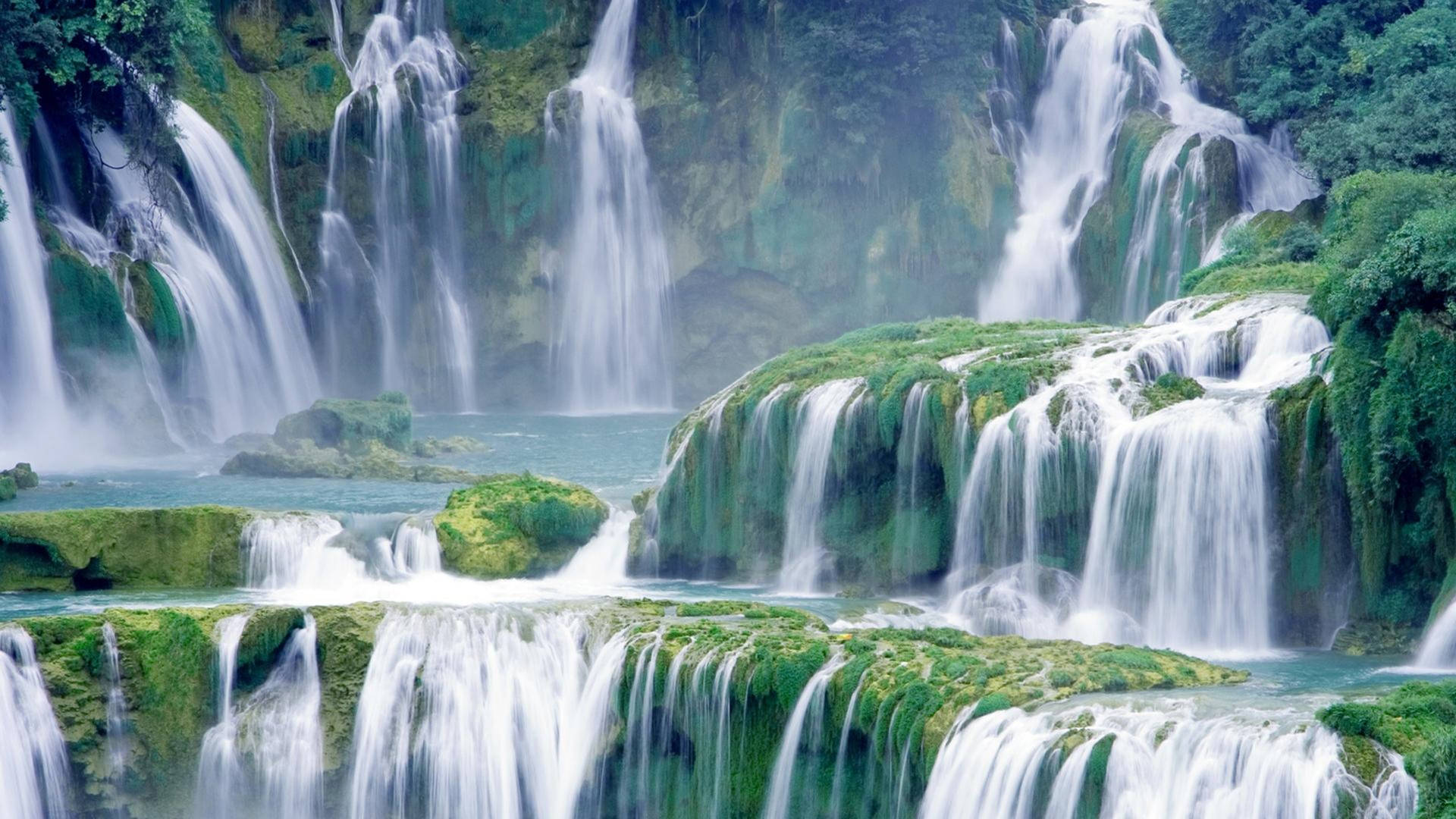 Hd Waterfall Of Vietnam's Ban Gioc Water Falls Background