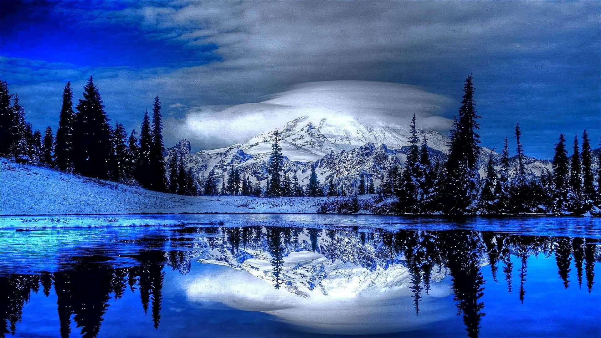 Hd Winter Background Blue Mountain Landscape Background