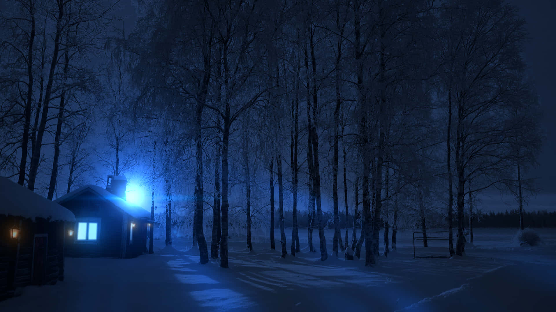 HD Winter Background Dark Night Outdoor Cabin