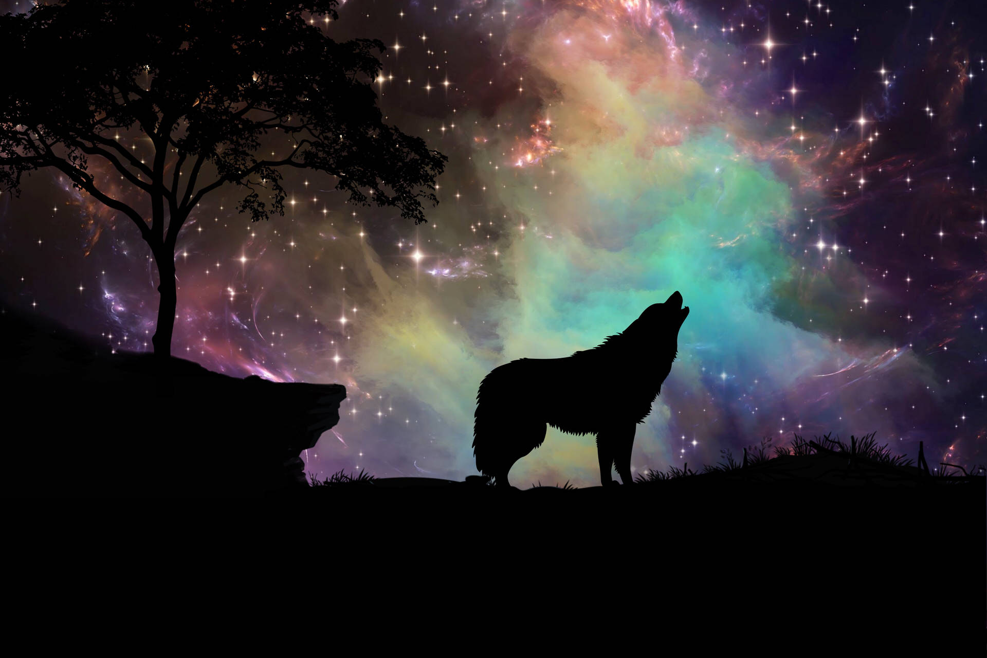 Hd Wolf Galaxy Wallpaper