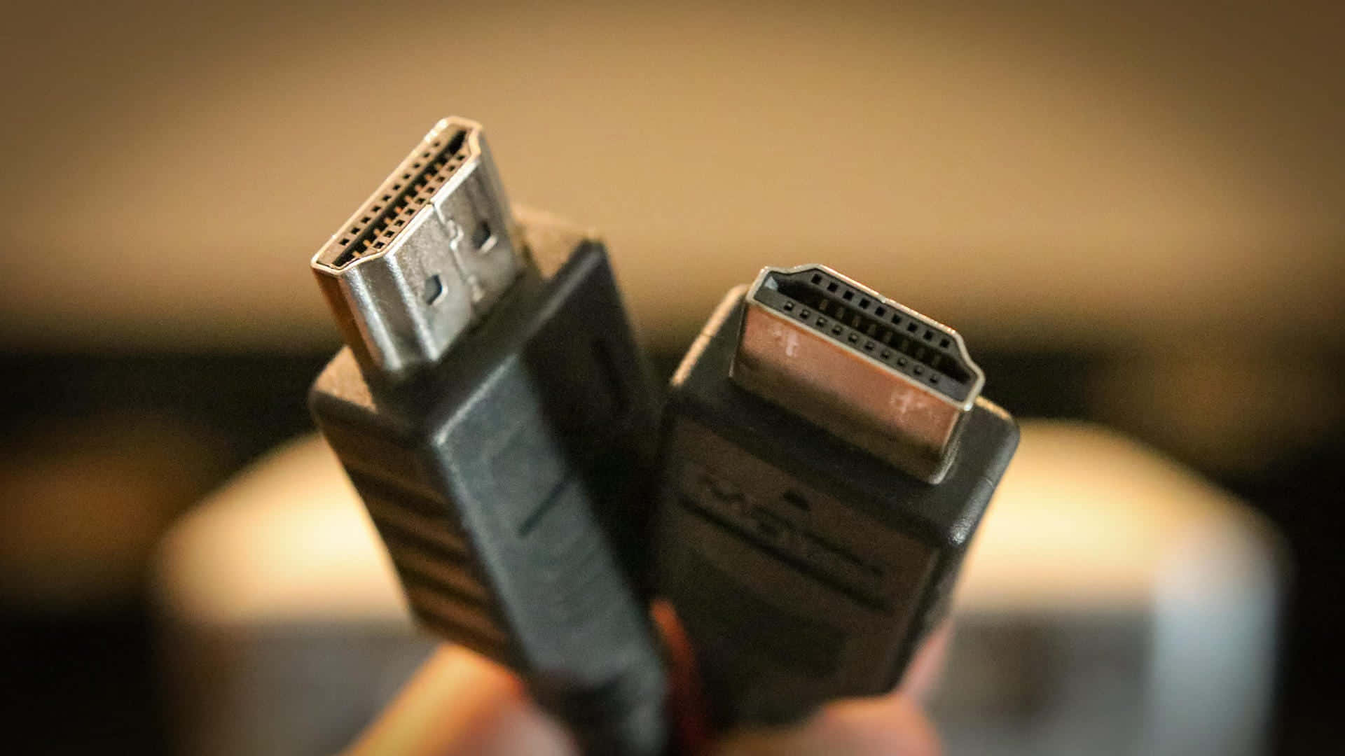 HDMI Cable Connected to Devices Wallpaper