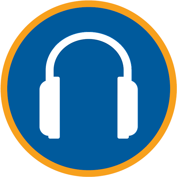 Headphones Icon Blue Circle Background PNG
