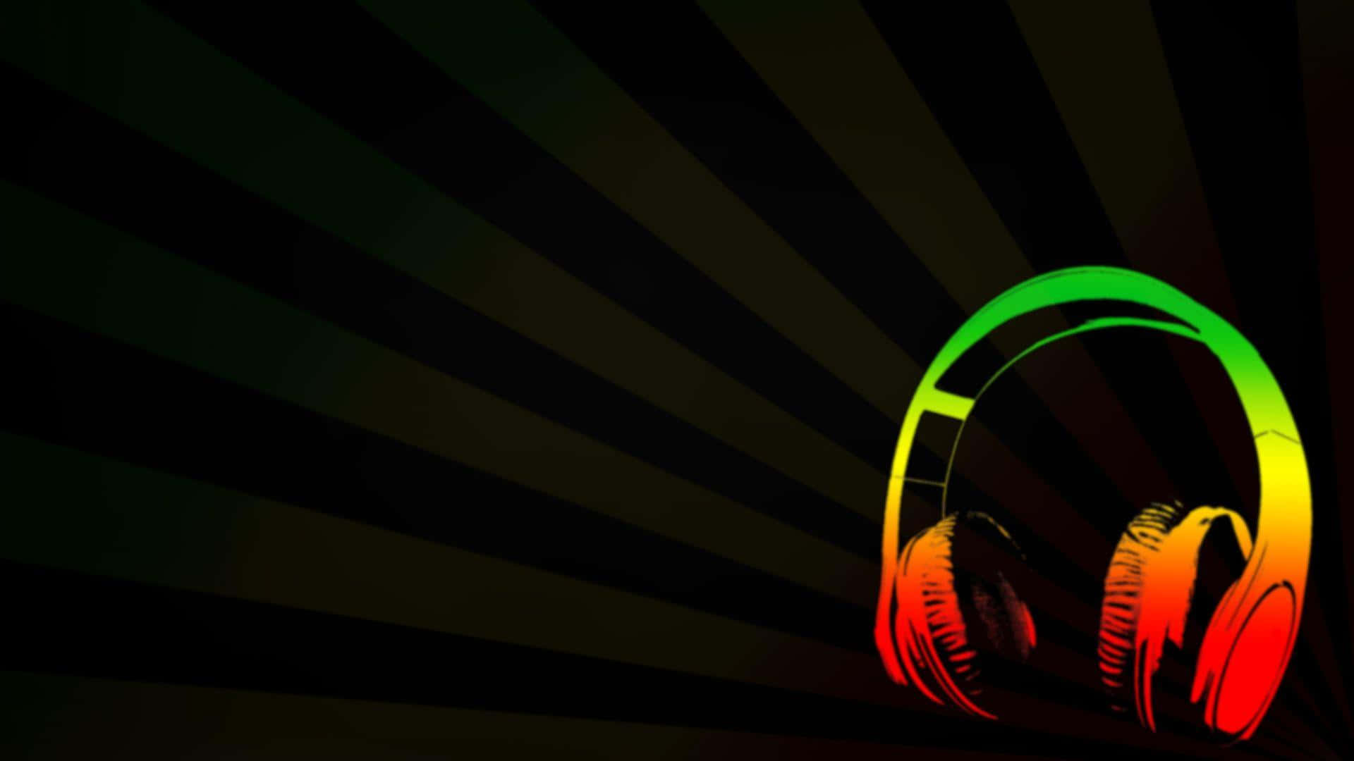 A Colorful Headphones On A Black Background