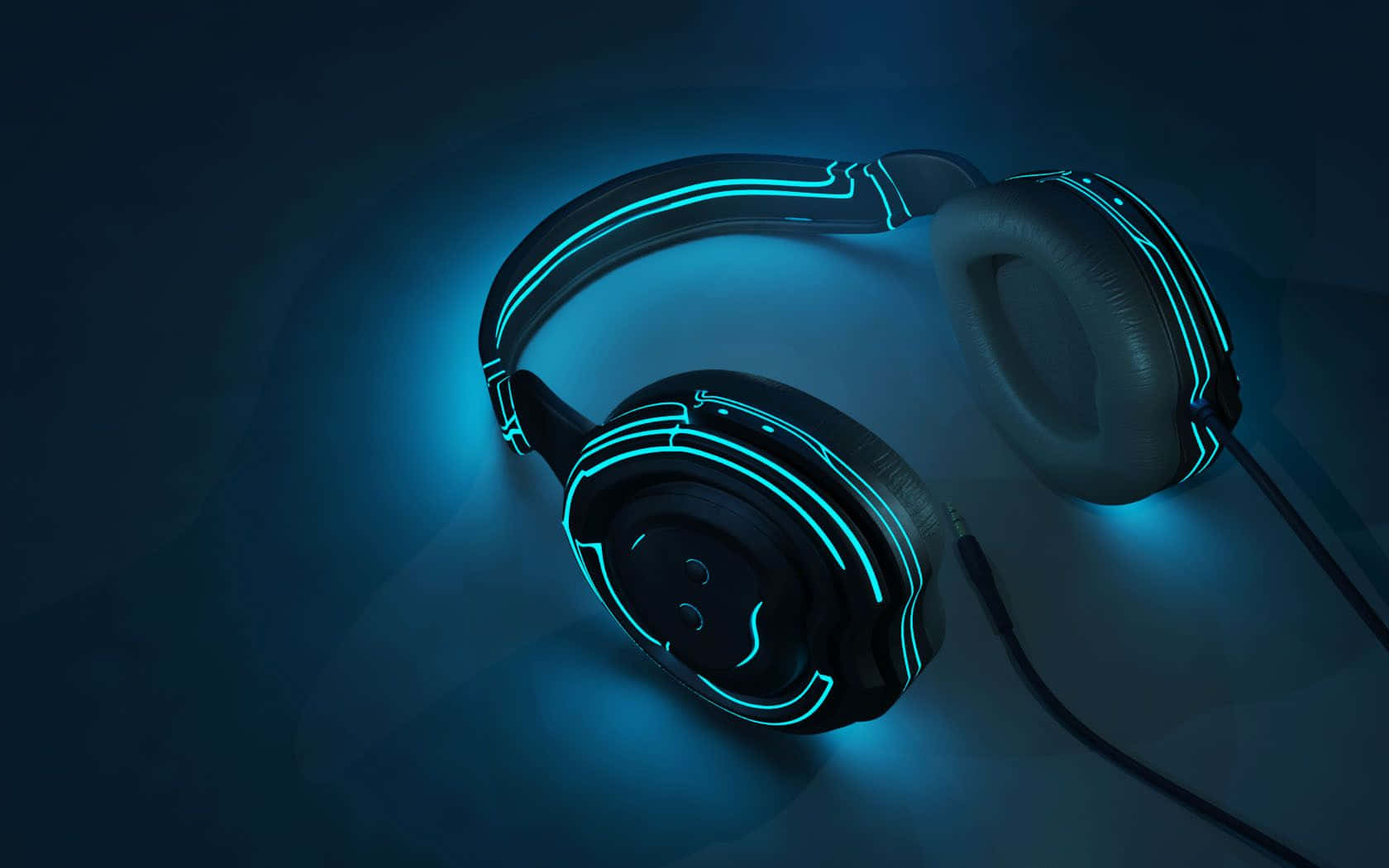 A Pair Of Headphones With Blue Lights On Them