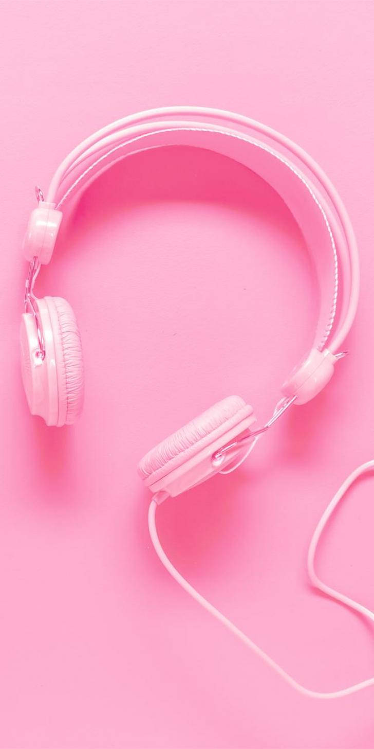 Headphones Plain Pink Wallpaper