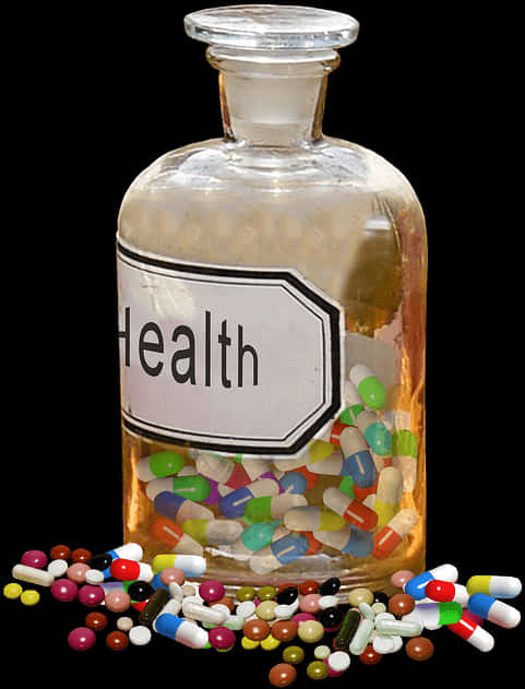 Health Potion Bottlewith Pills PNG