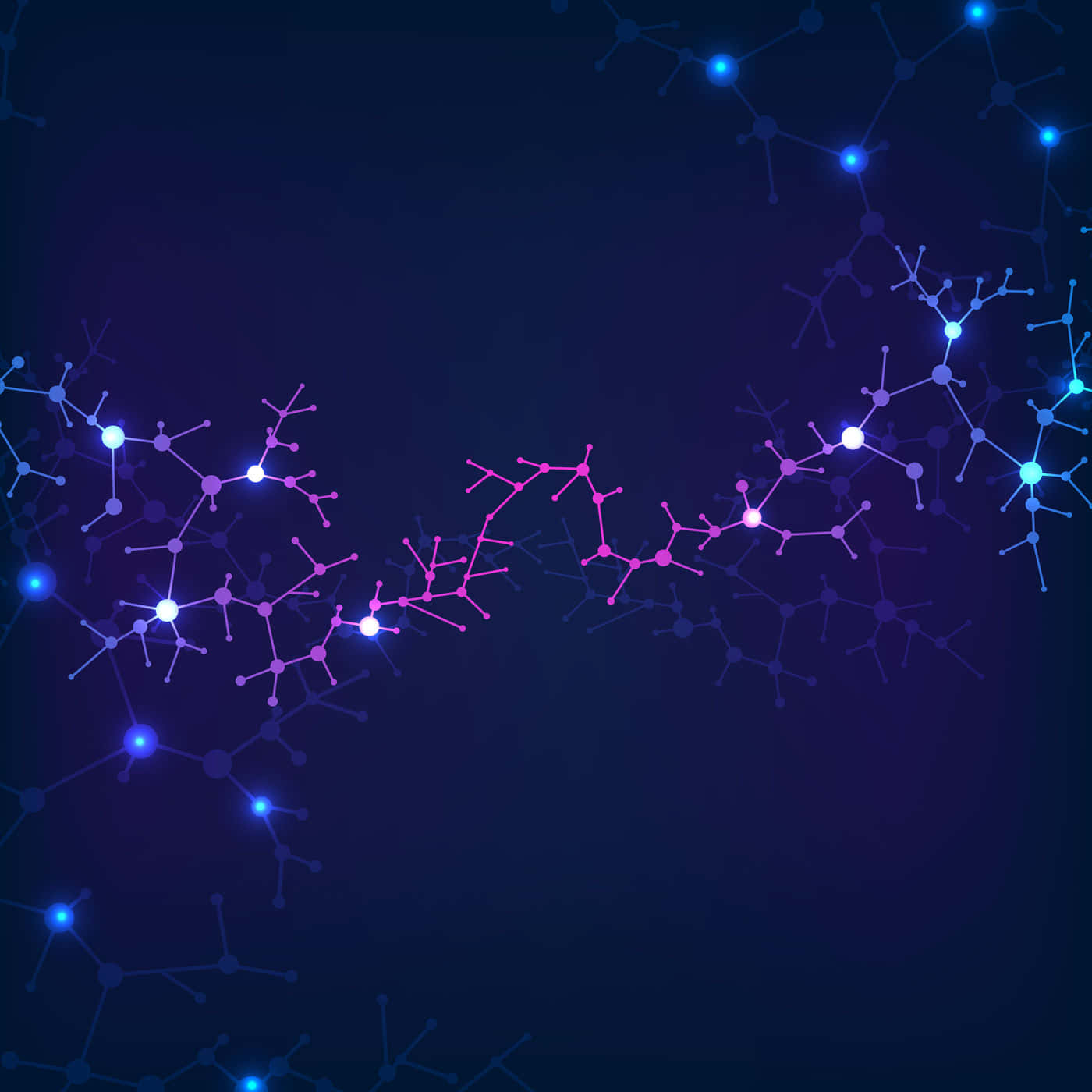 A Blue And Purple Background With A Molecule