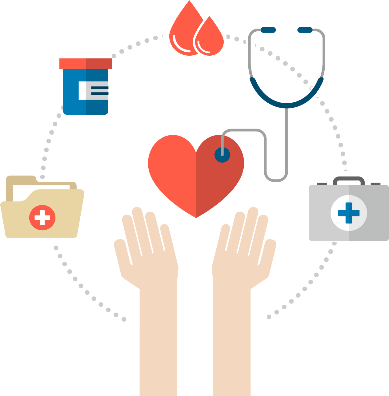 Healthcare Elements Connected Graphic PNG